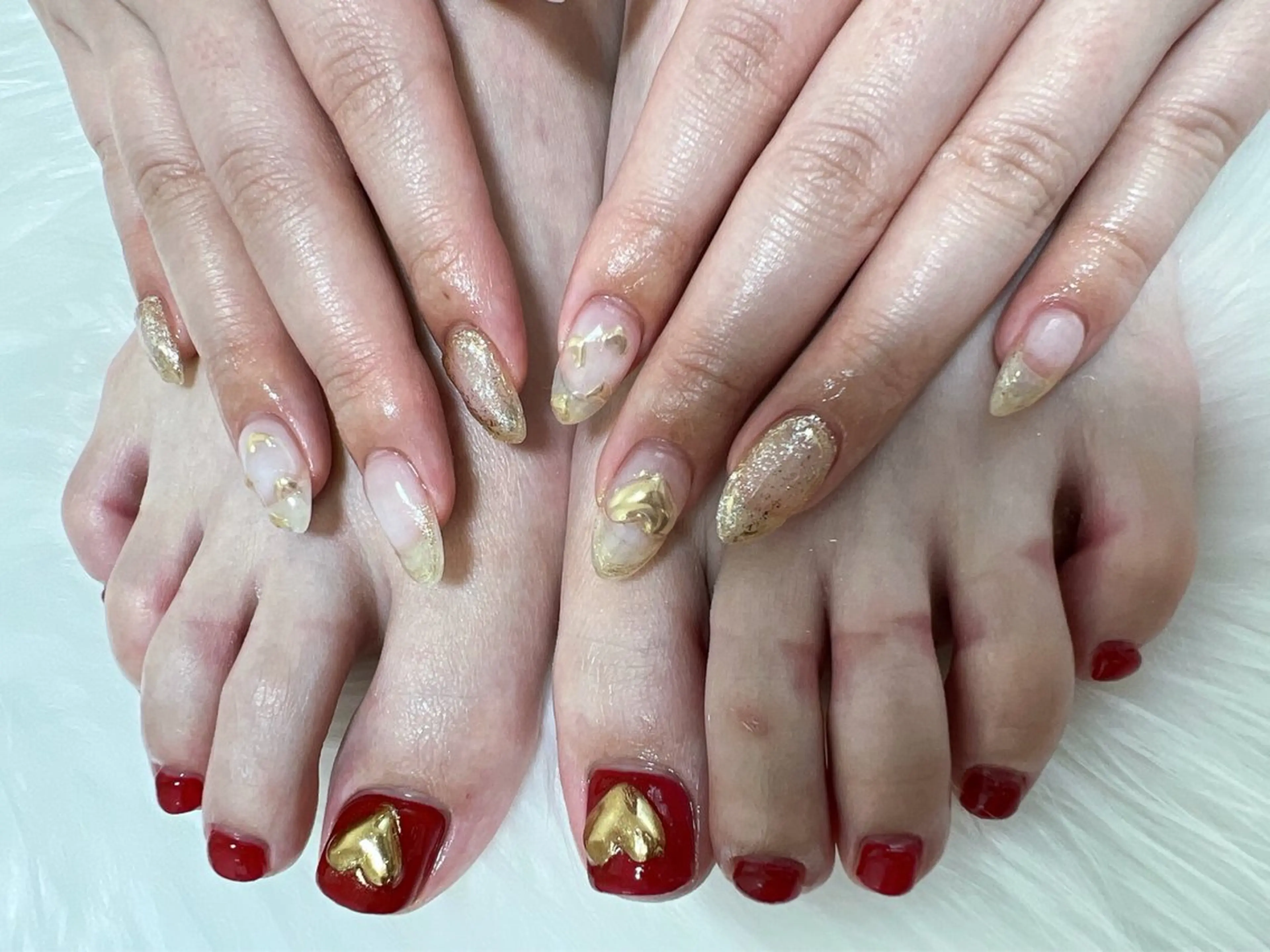 ネイル ハート ミラーネイル coco nailのネイルデザイン