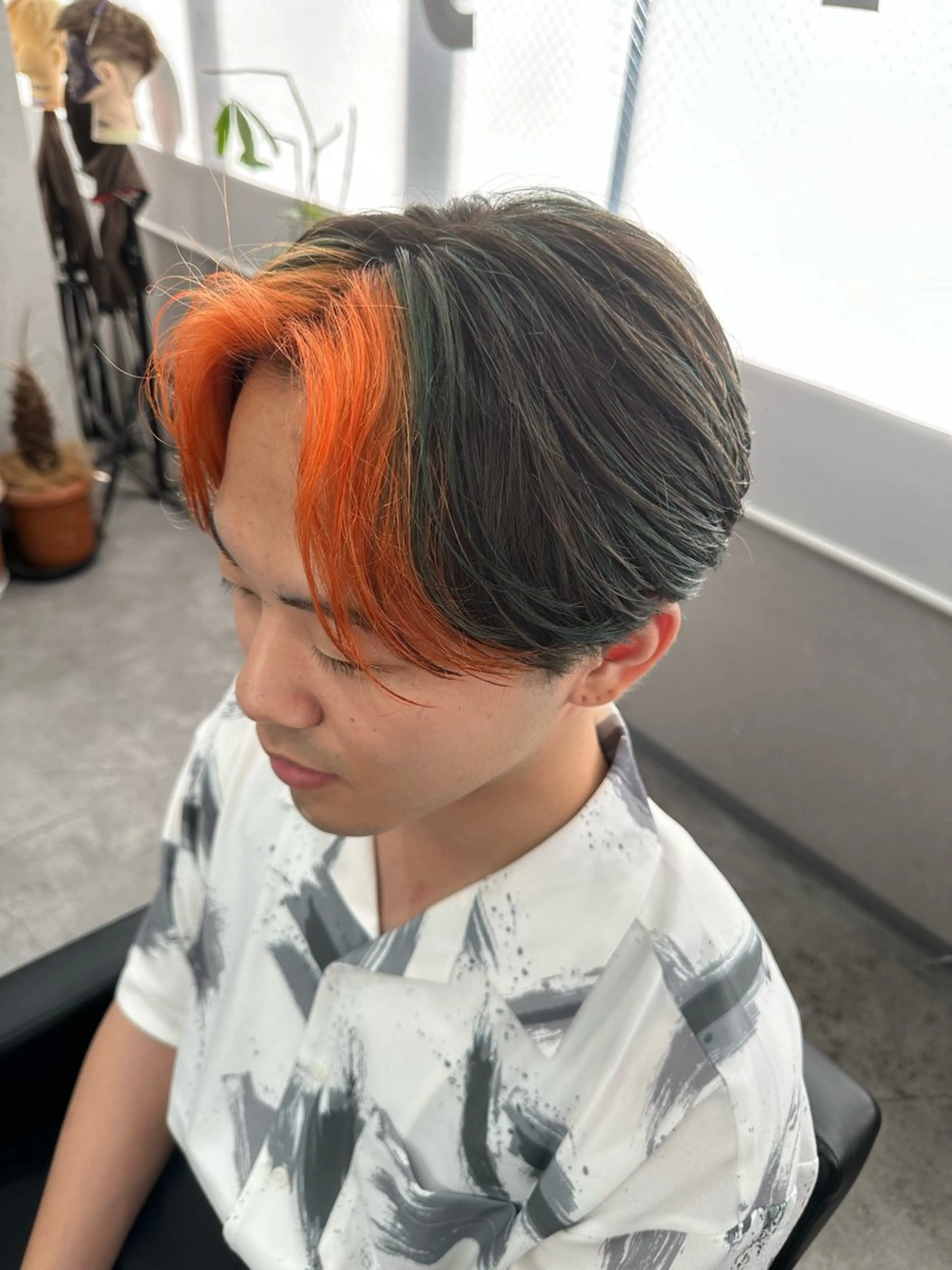 ミディアム カラー ヘアアレンジ メンズ オレンジ カット ヘアカラー Mens Salon Gray by NYNY所属・メンズ特化美容師 コーショーのヘアスタイル