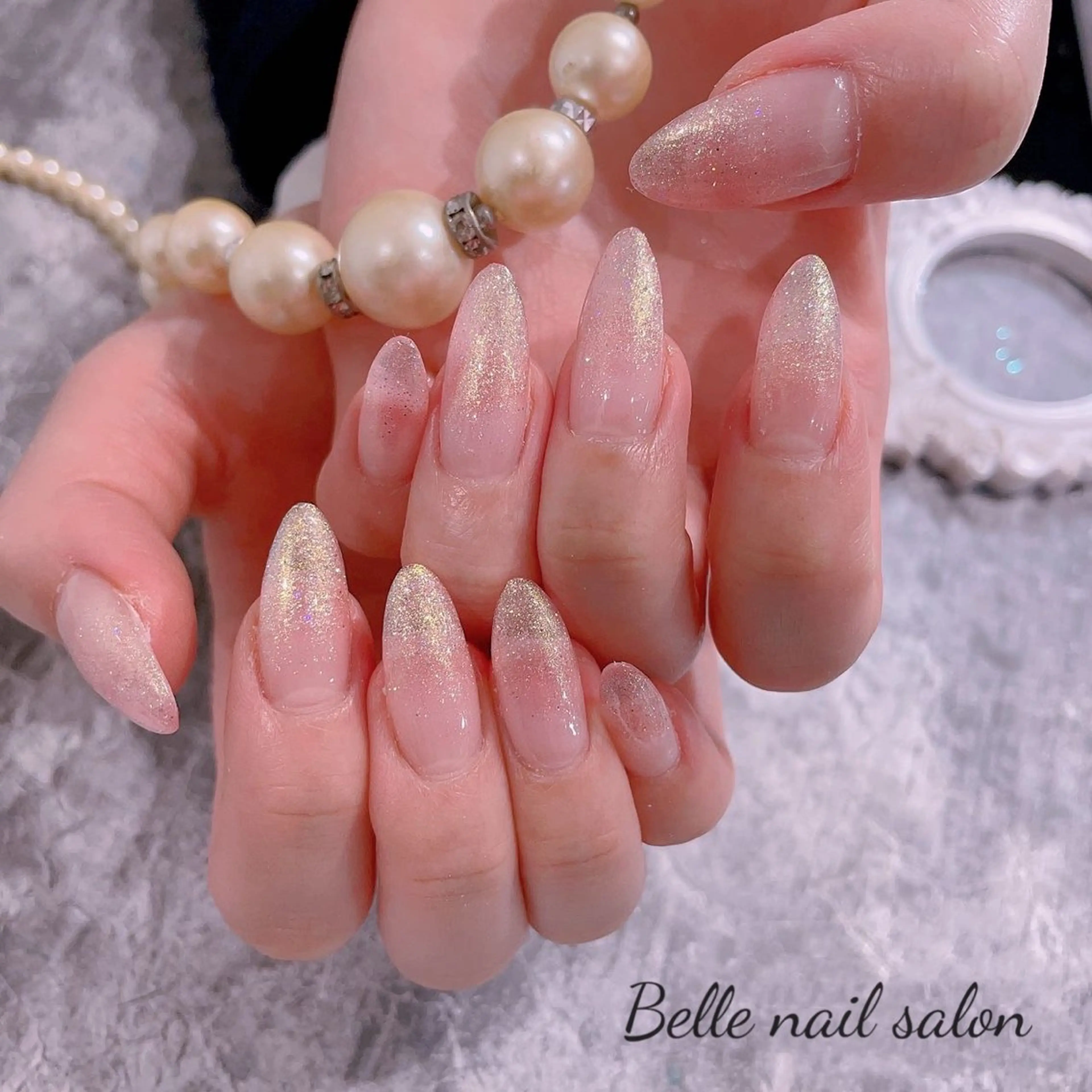 ネイル オーロラネイル フットネイル グラデーション 韓国ネイル ラメ(グリッター) Belle nail salon 新小岩のネイルデザイン