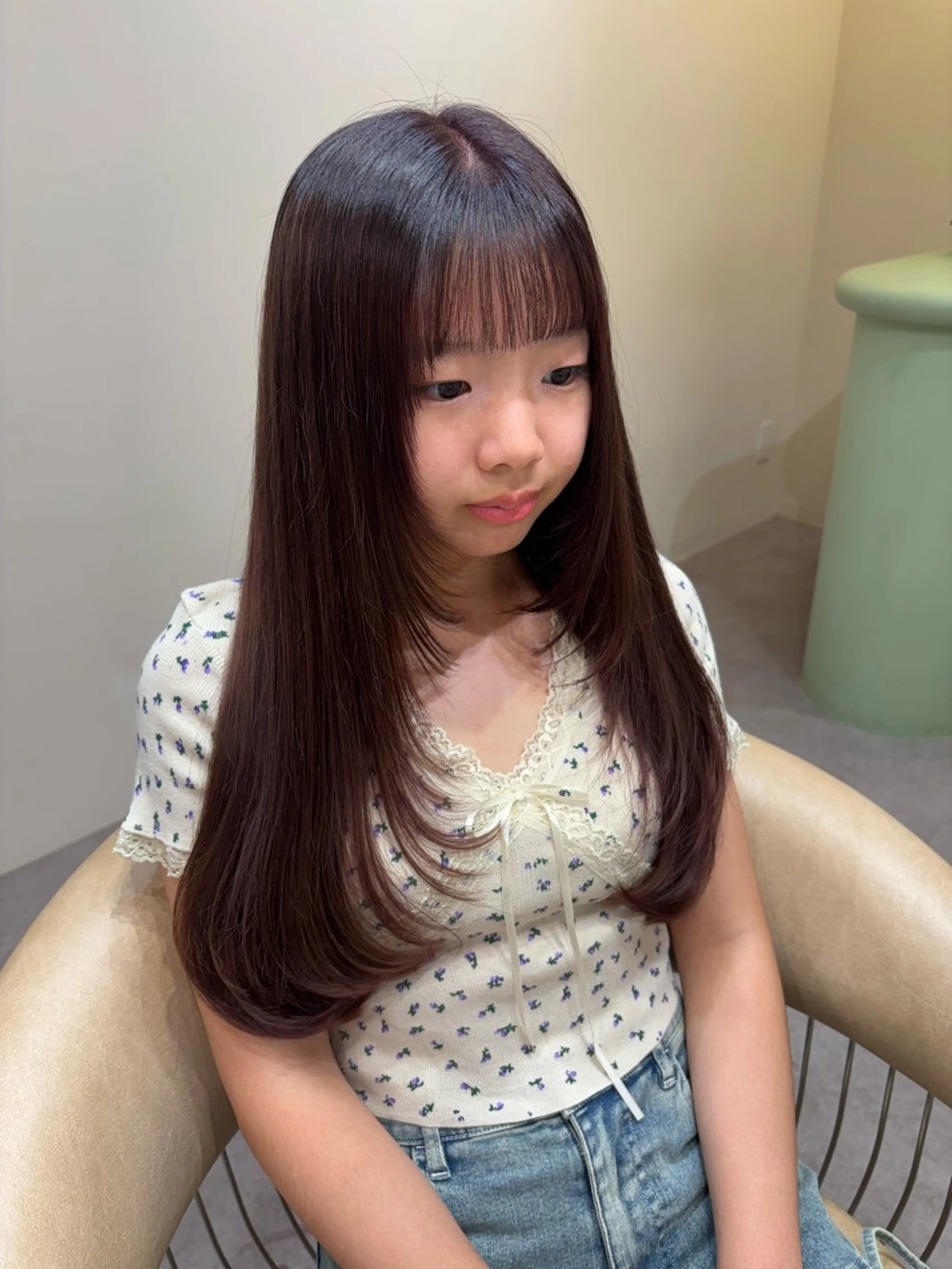ロング カラー レイヤーカット カット ヘアカラー トリートメント 艶暗髪 ピンクカラー 似合わせカット 栄のヘアスタイル