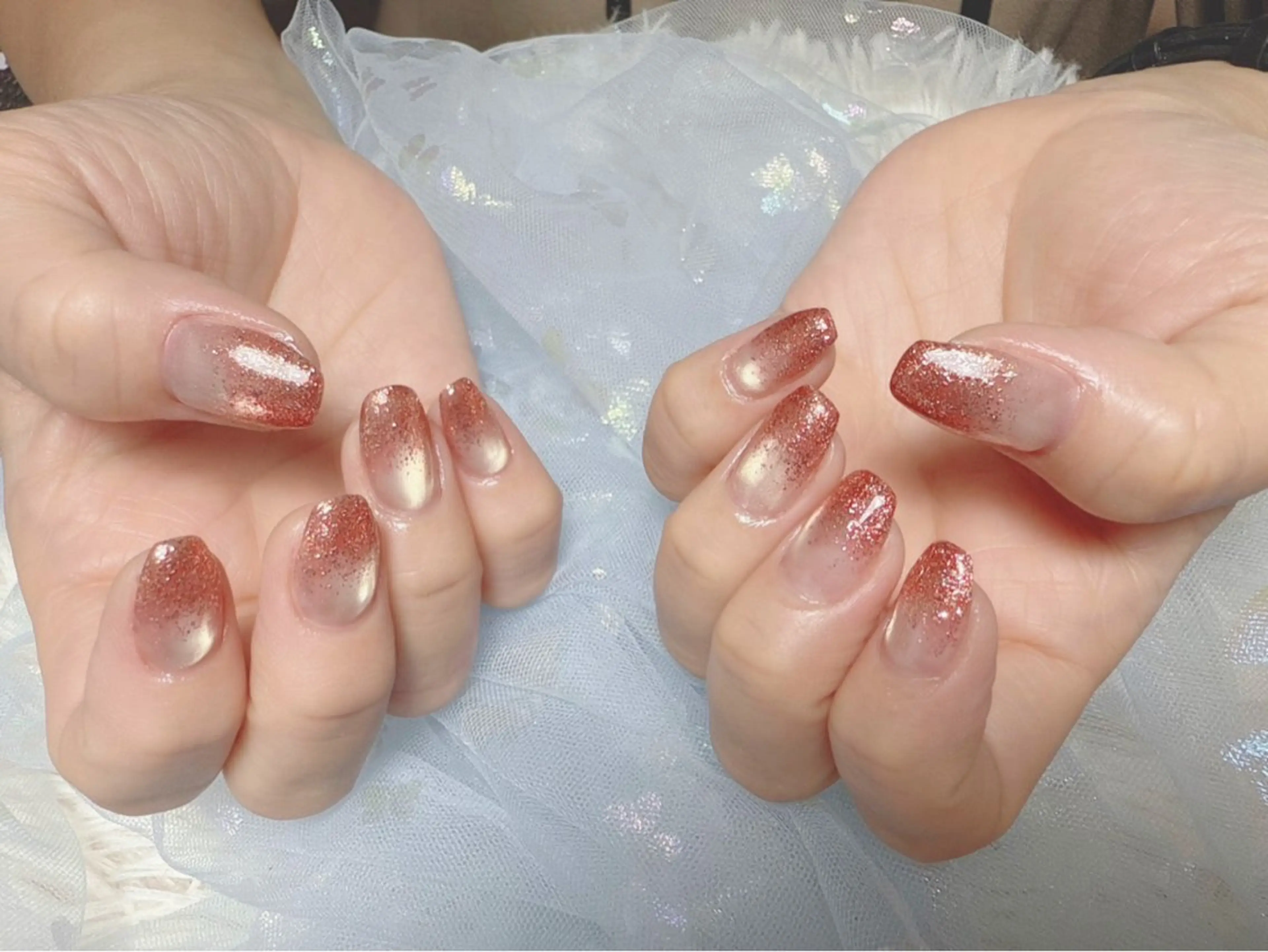 ネイル フラッシュネイル グラデーション ラメ(グリッター) ラメグラデーション マグネットネイル ハンドネイル Nailsalon Blueのネイルデザイン