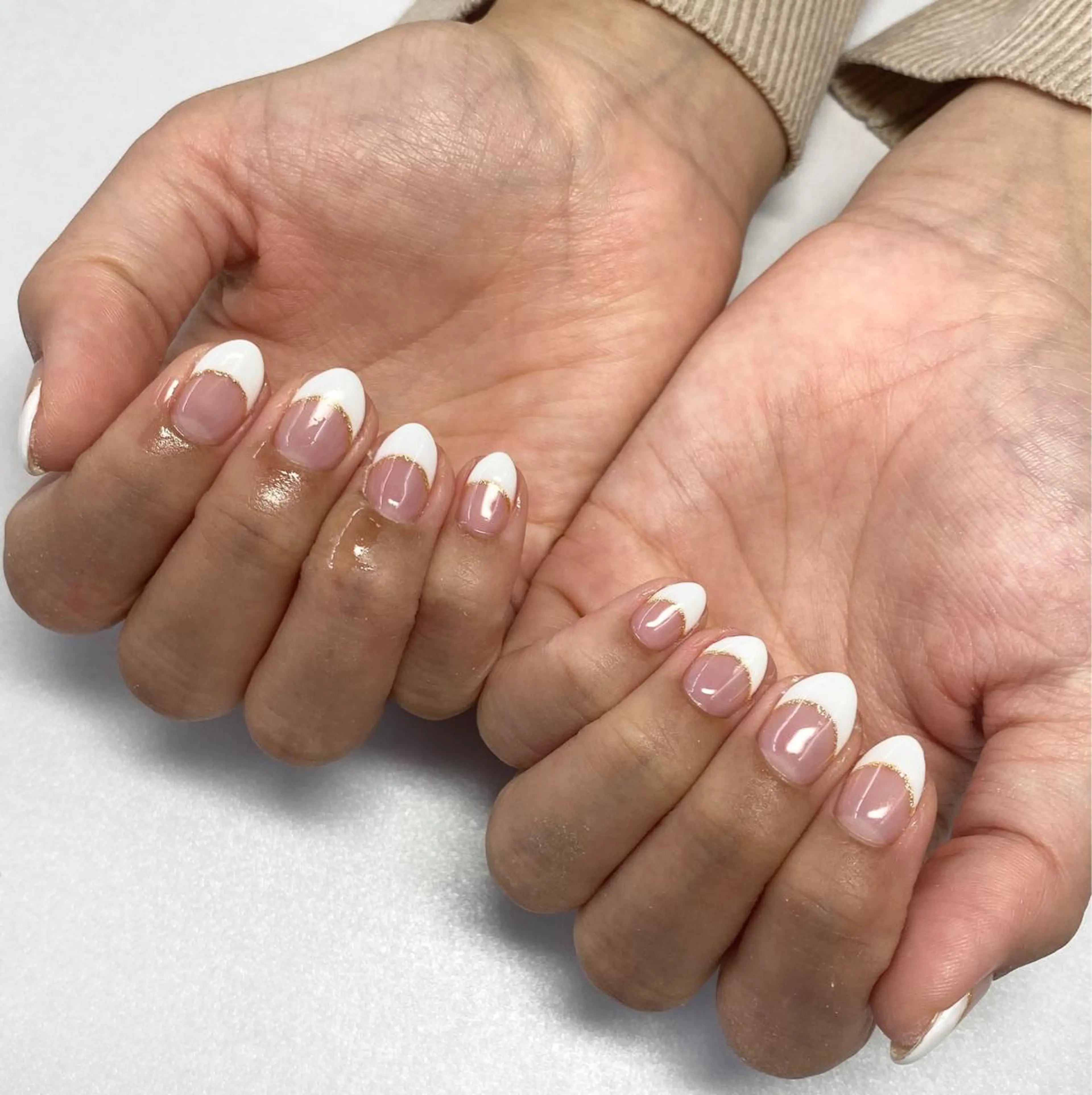 ネイル フレンチネイル ラメ(グリッター) JurerEye☆ Kanakoのネイルデザイン