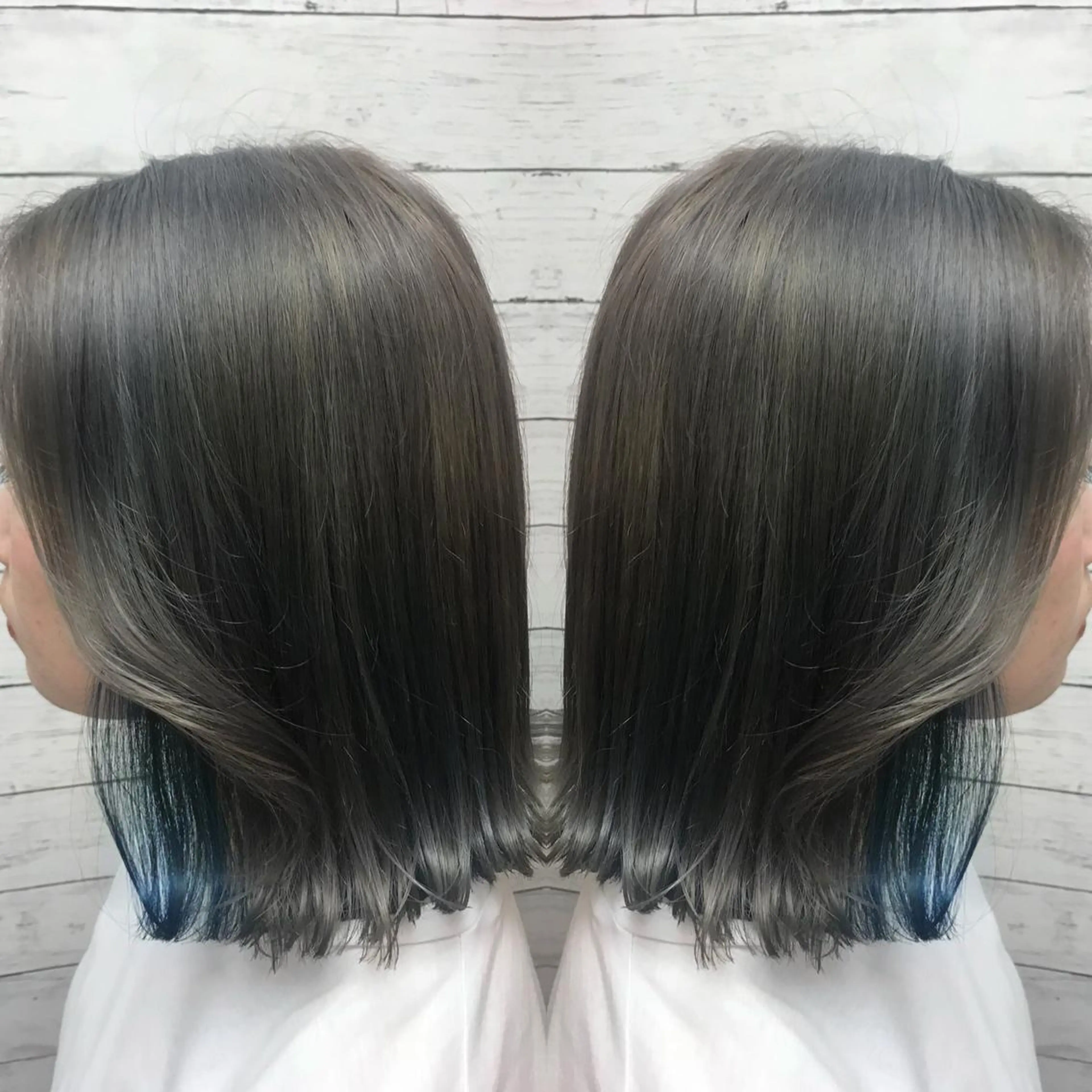ミディアム カラー ブルーカラー 韓国ヘア🤍髪質改善 🇰🇷AKANEのヘアスタイル