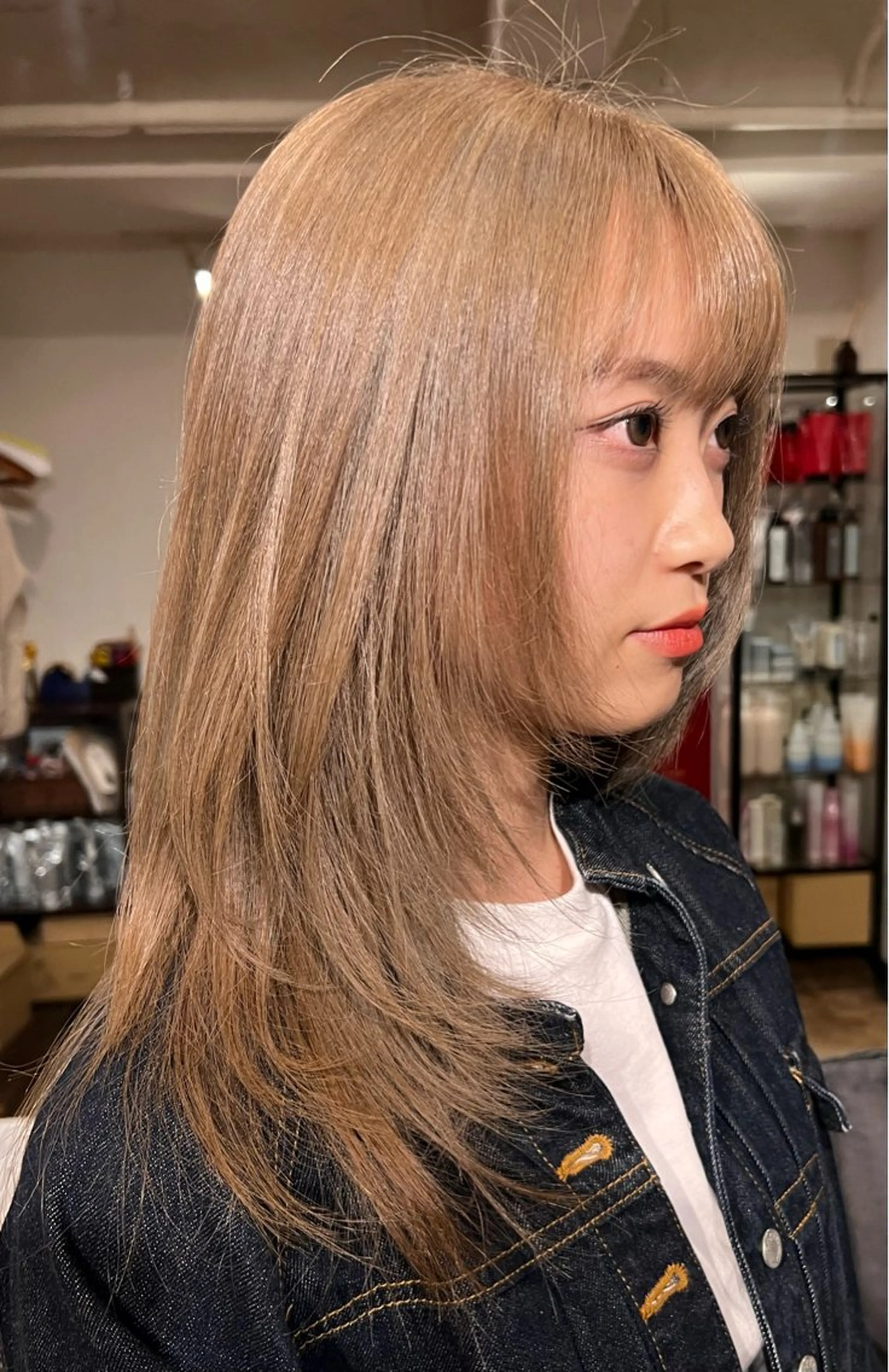 セミロング カラー レイヤーカット/ パーマ‪/表参道のヘアスタイル