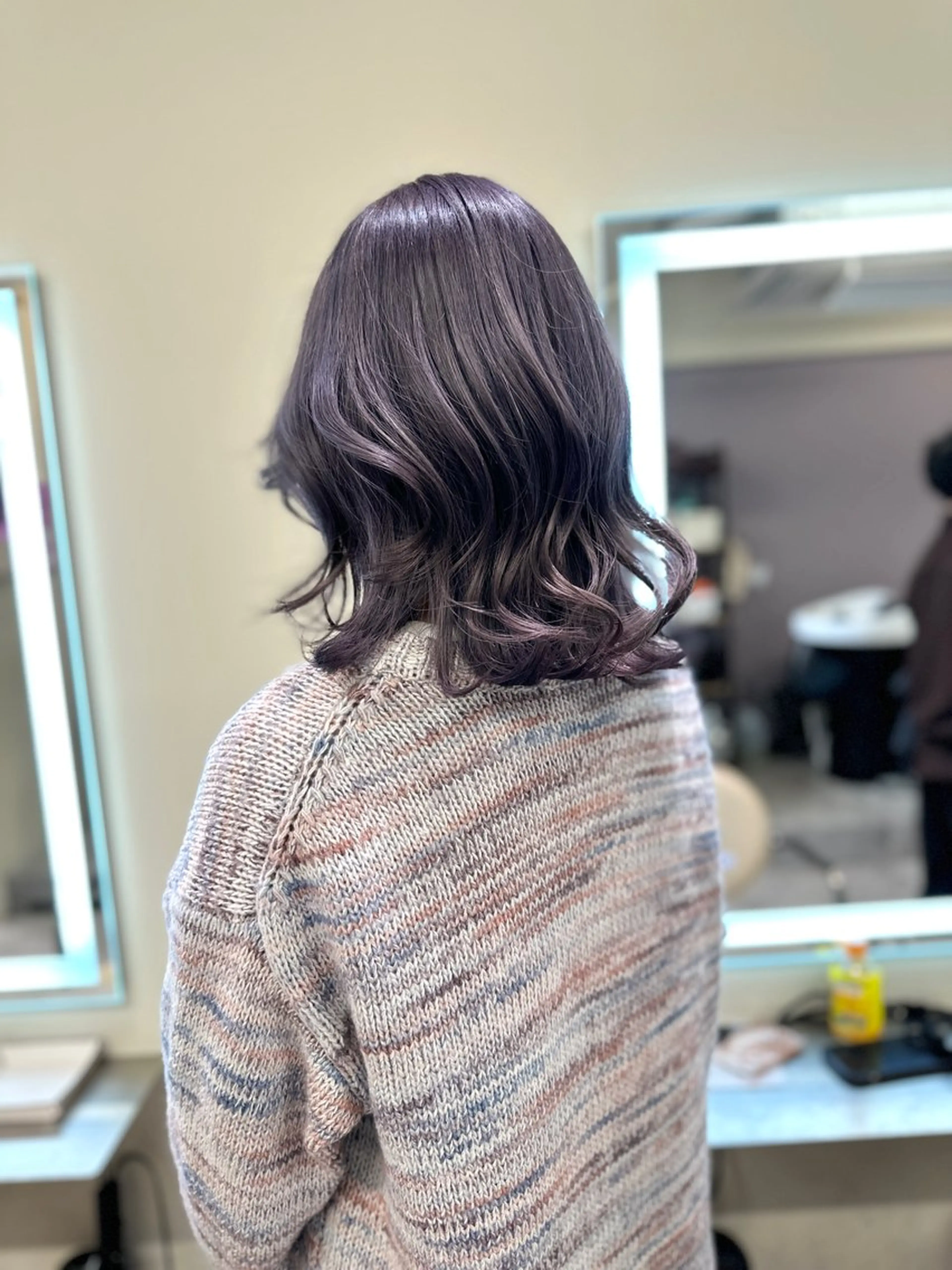ミディアム カラー アディクシーカラー バレイヤージュ ブリーチ デザインカラー ダブルカラー カット トリートメント レイヤーカット nude ヘア大和のヘアスタイル