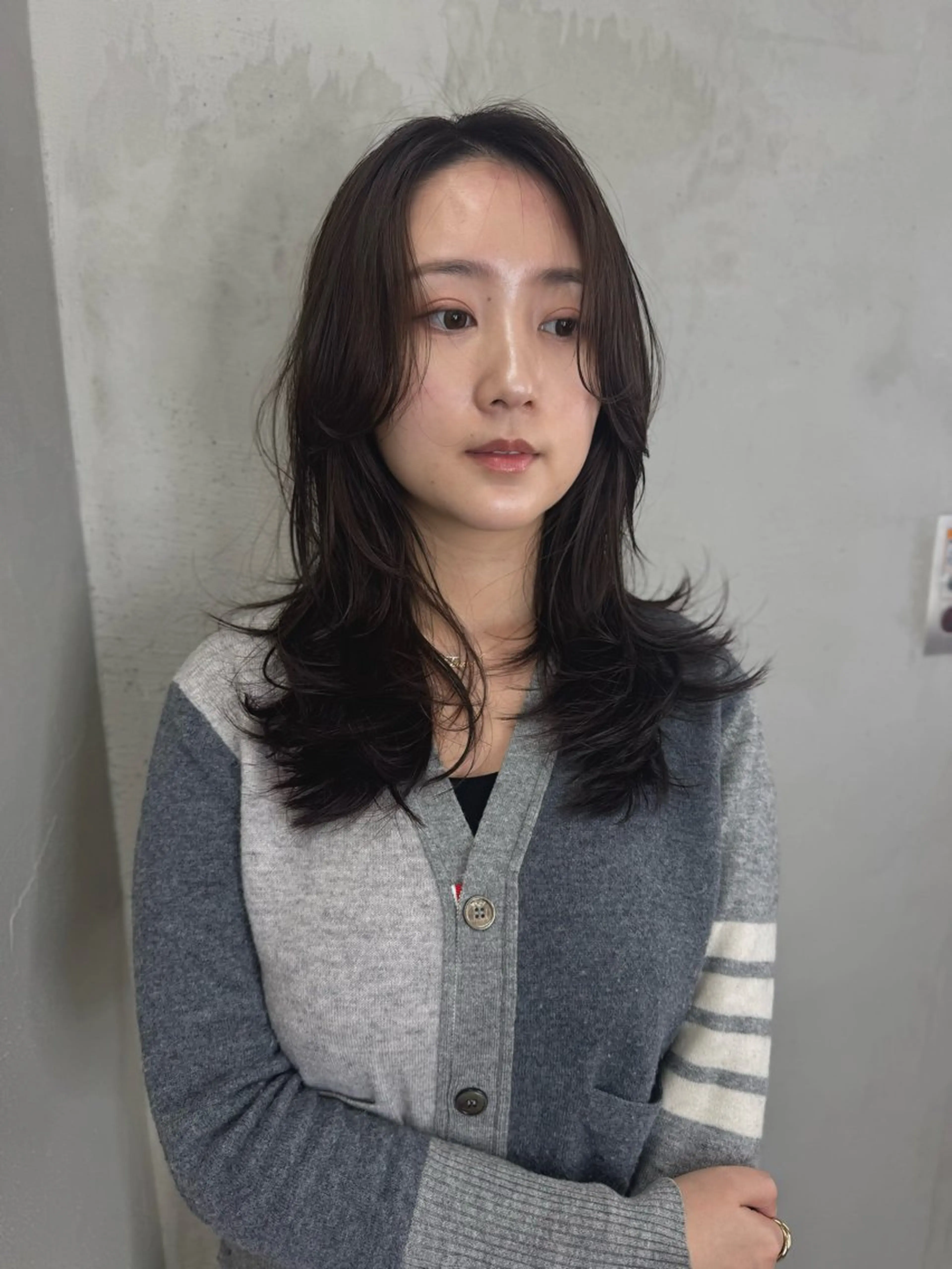 ロング レイヤーカット 似合わせパーマ 癖毛カットのヘアスタイル