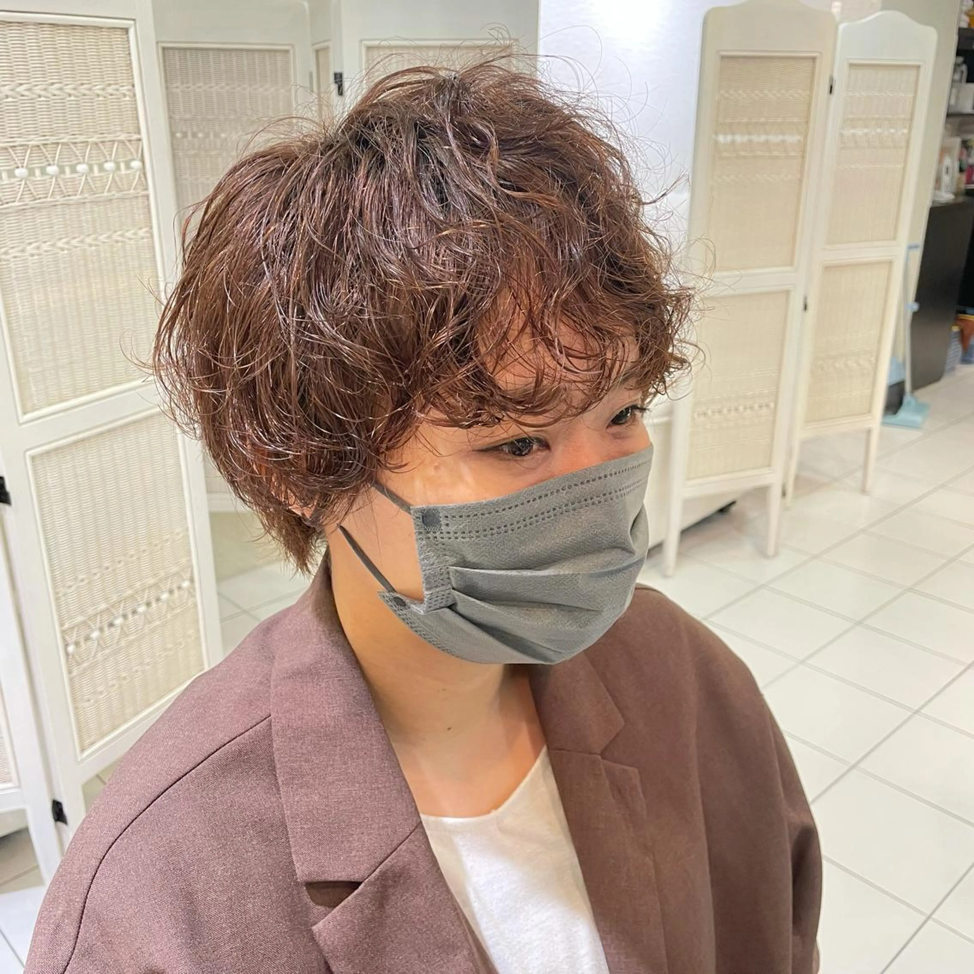 ショート パーマ ショートヘア 透明感カラー/ 寺田千雅子のヘアスタイル