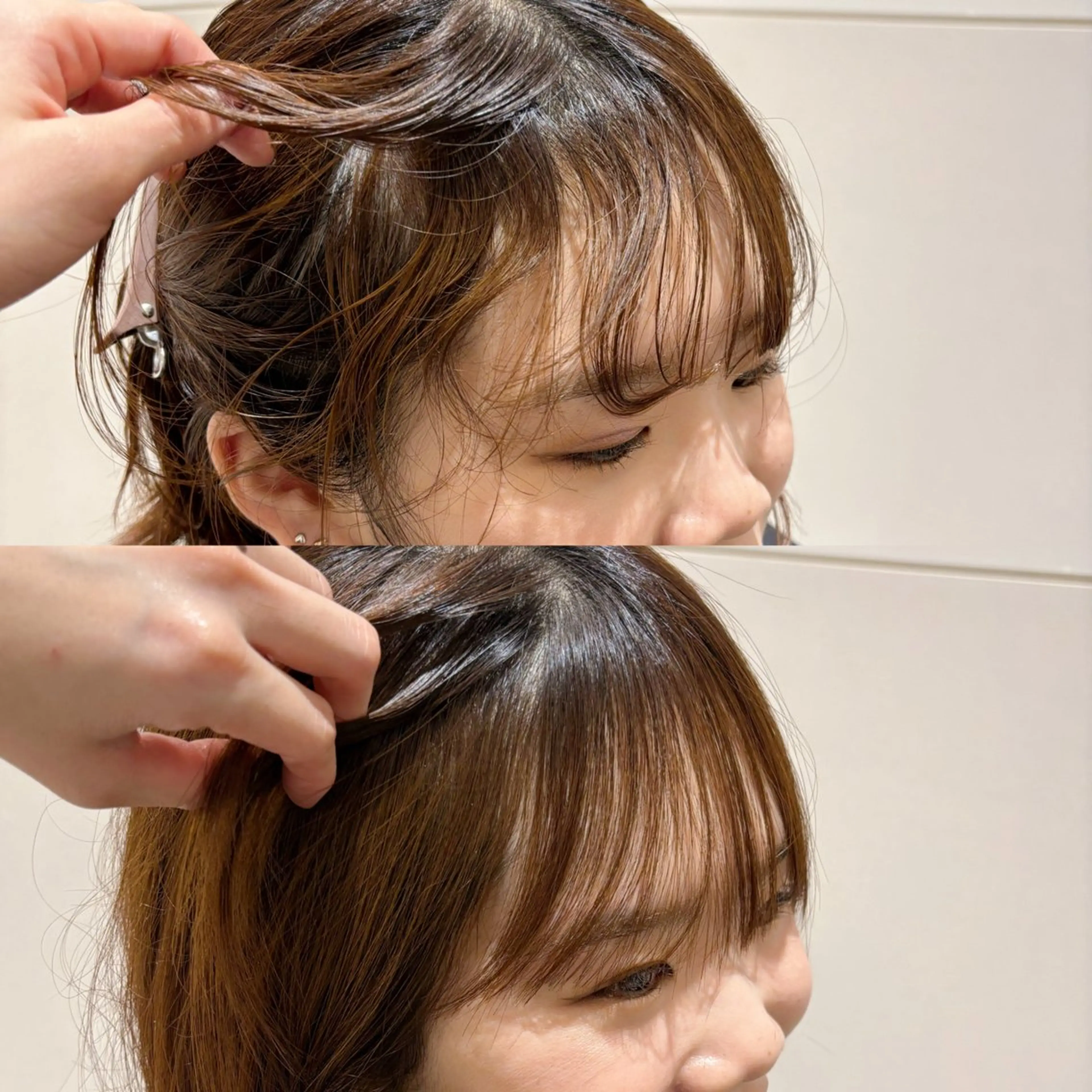 ミディアム パーマ 縮毛矯正 カット 縮毛矯正 ベージュ/暖色カラー /ボブ/ミカのヘアスタイル