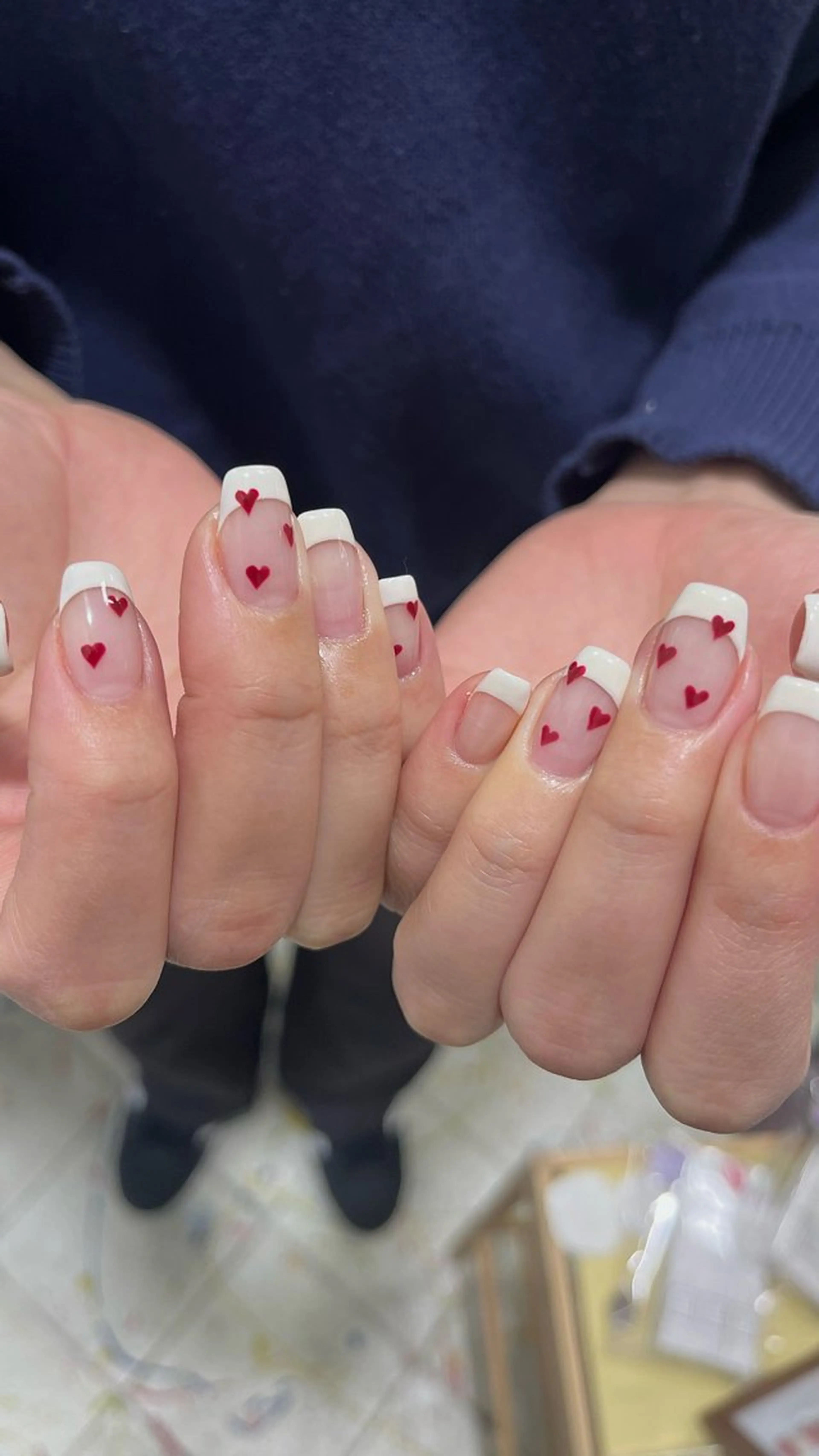 ネイル アートネイル フレンチネイル ハート スクエアネイル バレンタイン ハンドネイル フットネイル para ☀︎ sol by BECK所属・Para Sol nail　Maoのネイルデザイン