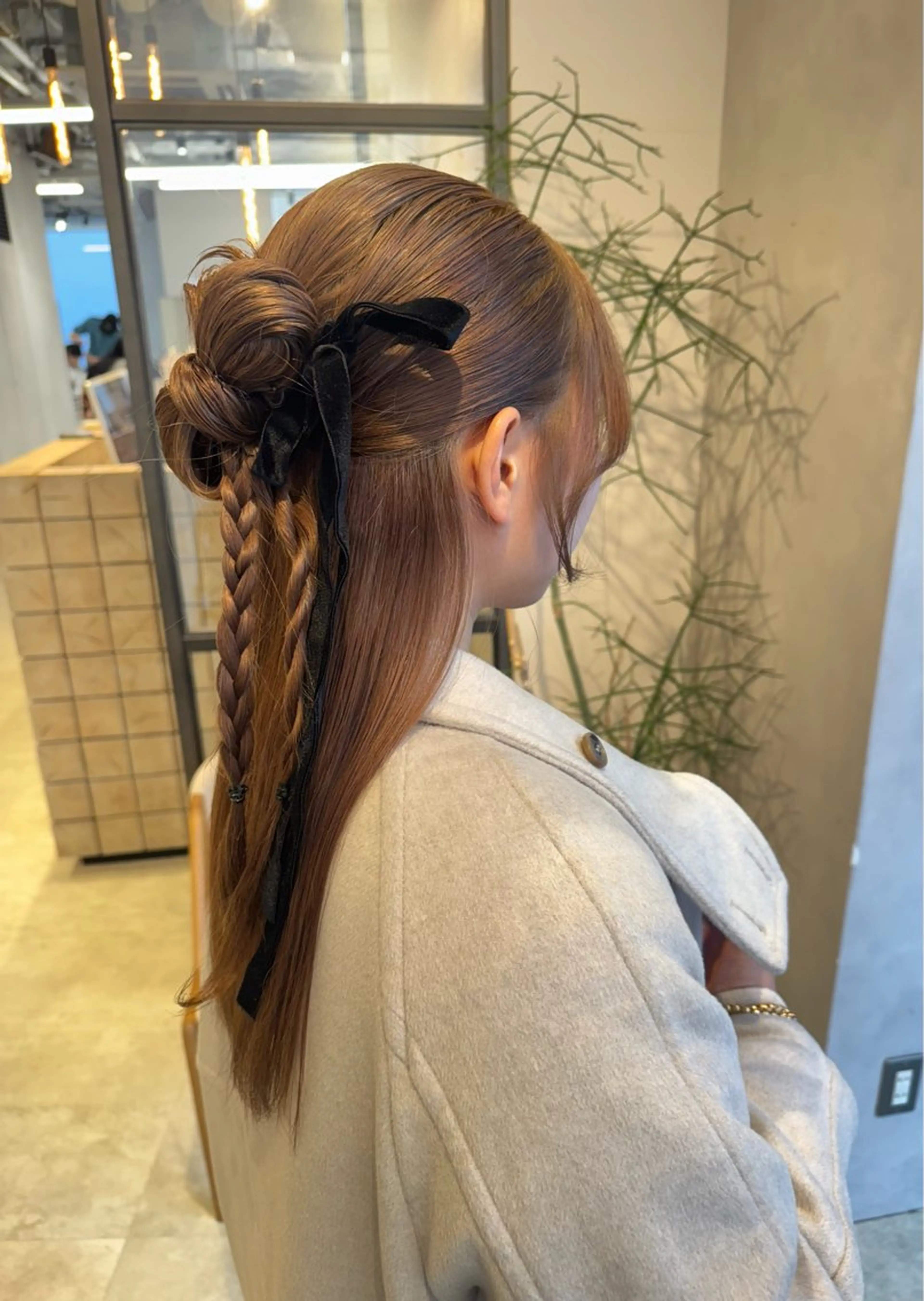 ヘアアレンジ ハーフアップ カット ヘアセット 透明感カラー✨艶髪 制作🌱山根あゆみのヘアスタイル
