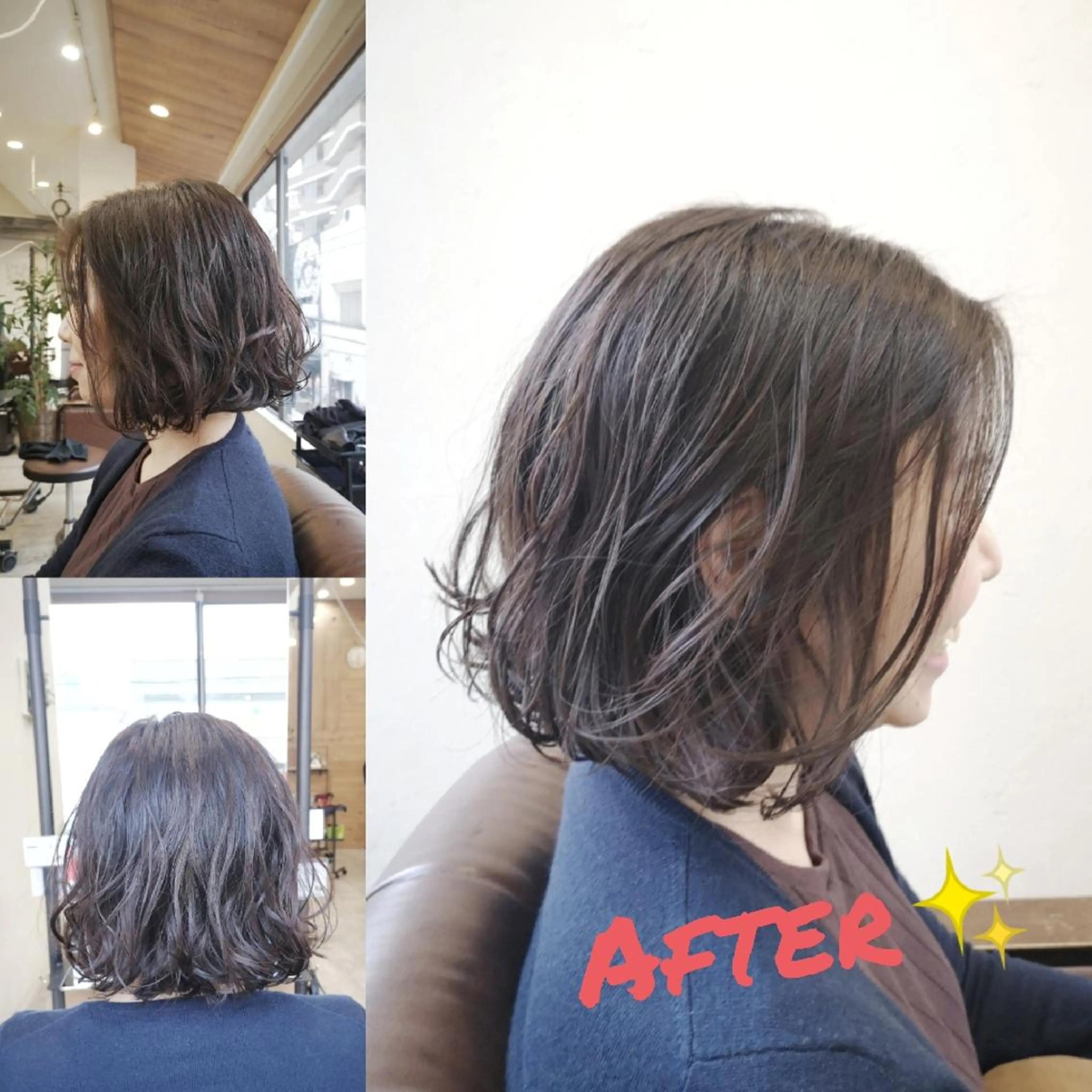 ミディアム パーマ カラー 透明感カラー ボブ N°emirai溝口 MG 🌈梶谷龍吾のヘアスタイル