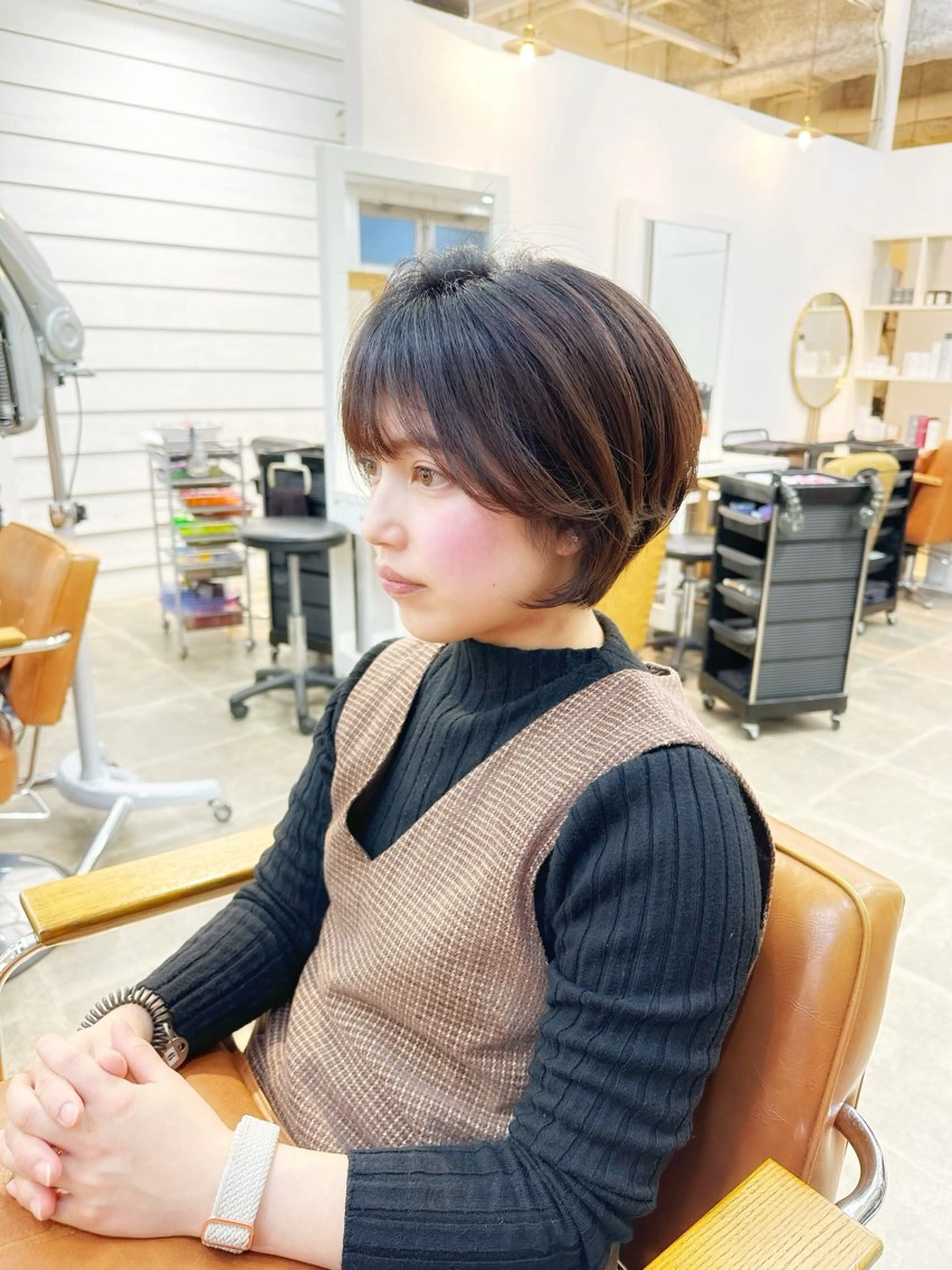 ショート ショートボブ ハンサムショート ボブ くせ毛 ショートヘア カット トリートメント newline銀座所属・銀座ショート/ 大人ショート/金子涼のヘアスタイル