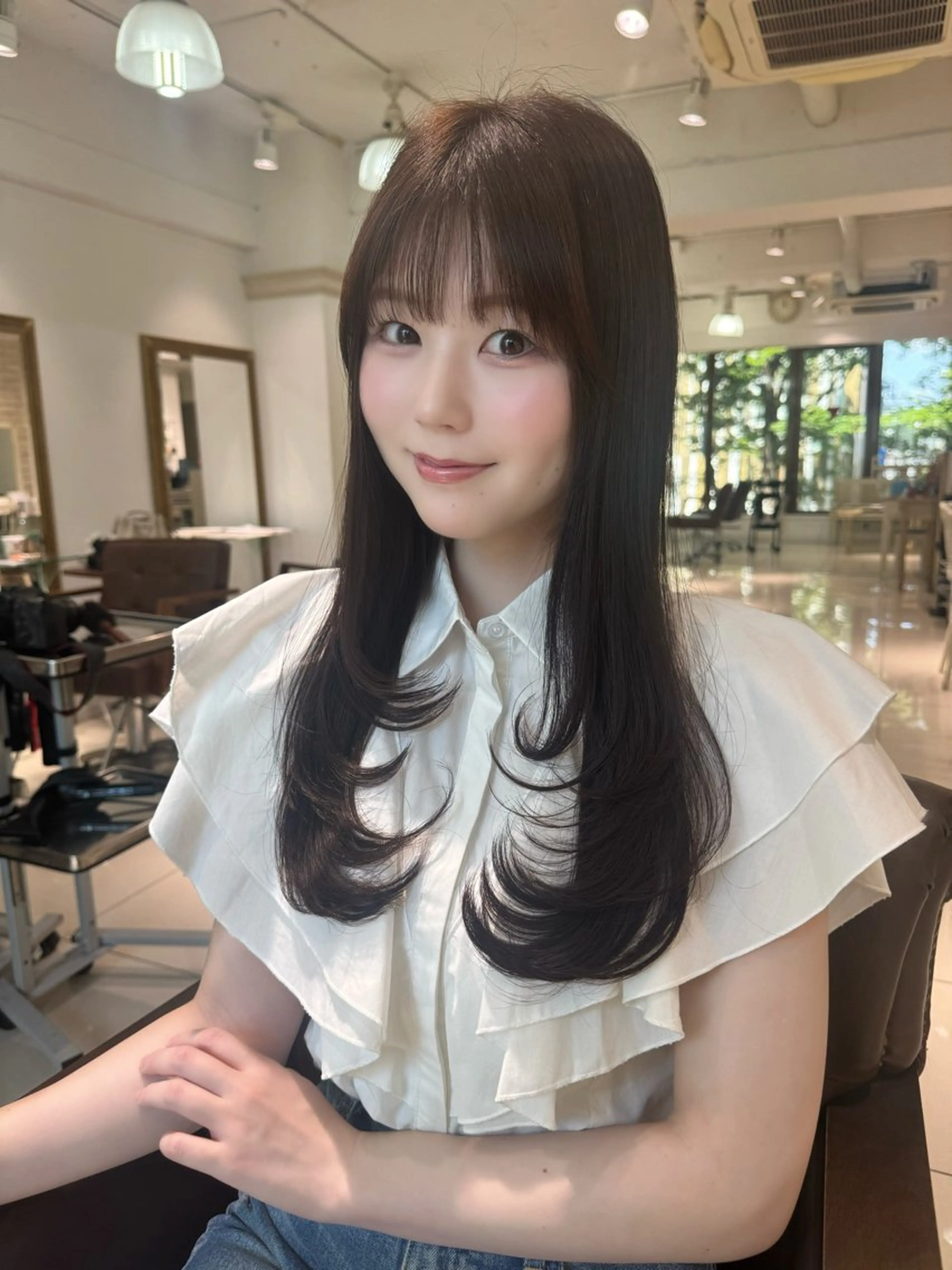 ロング カラー カット ヘアカラー トリートメント 富澤あゆみ/髪質改善 /透明感カラーのヘアスタイル