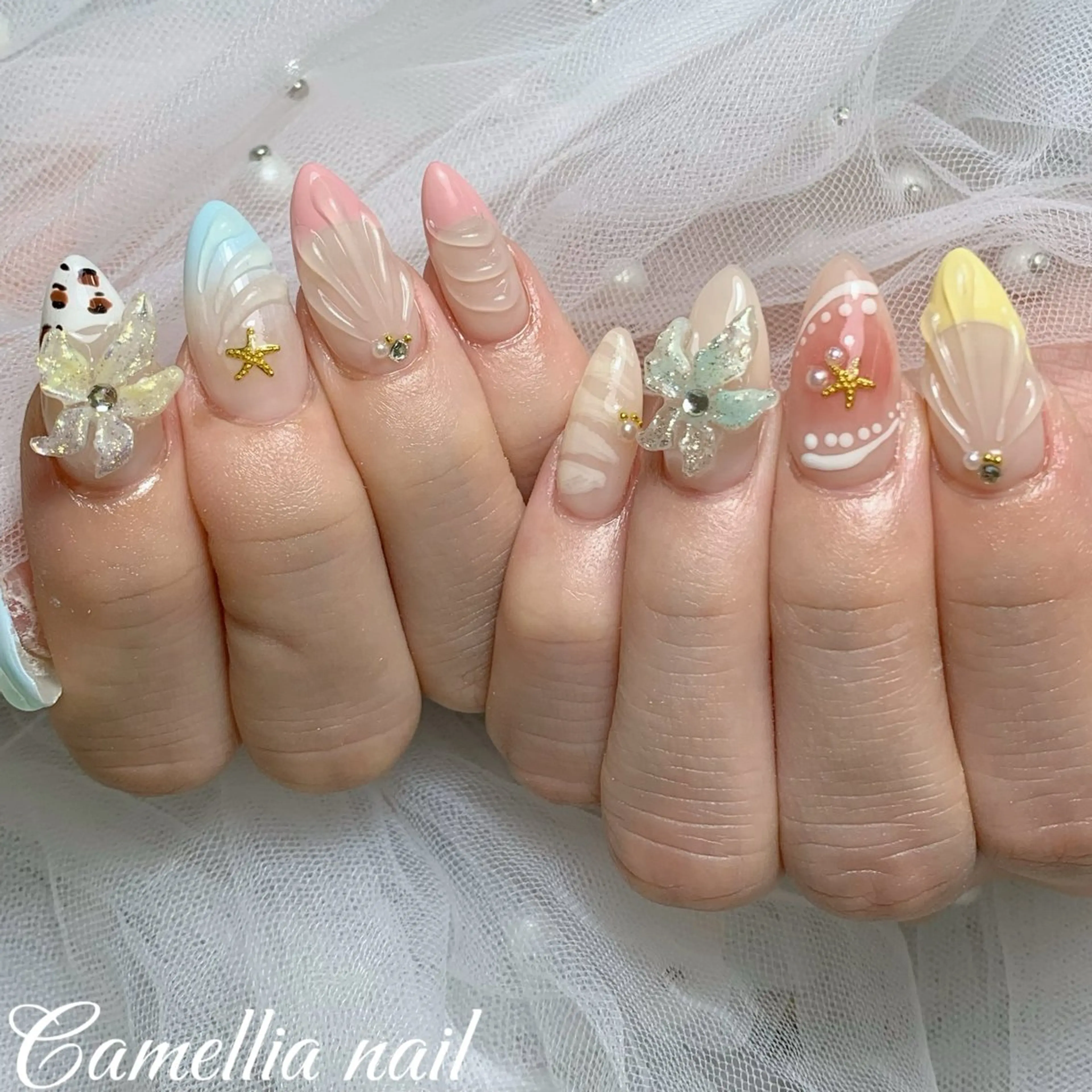 ネイル Camellia デザイン長さだしのネイルデザイン