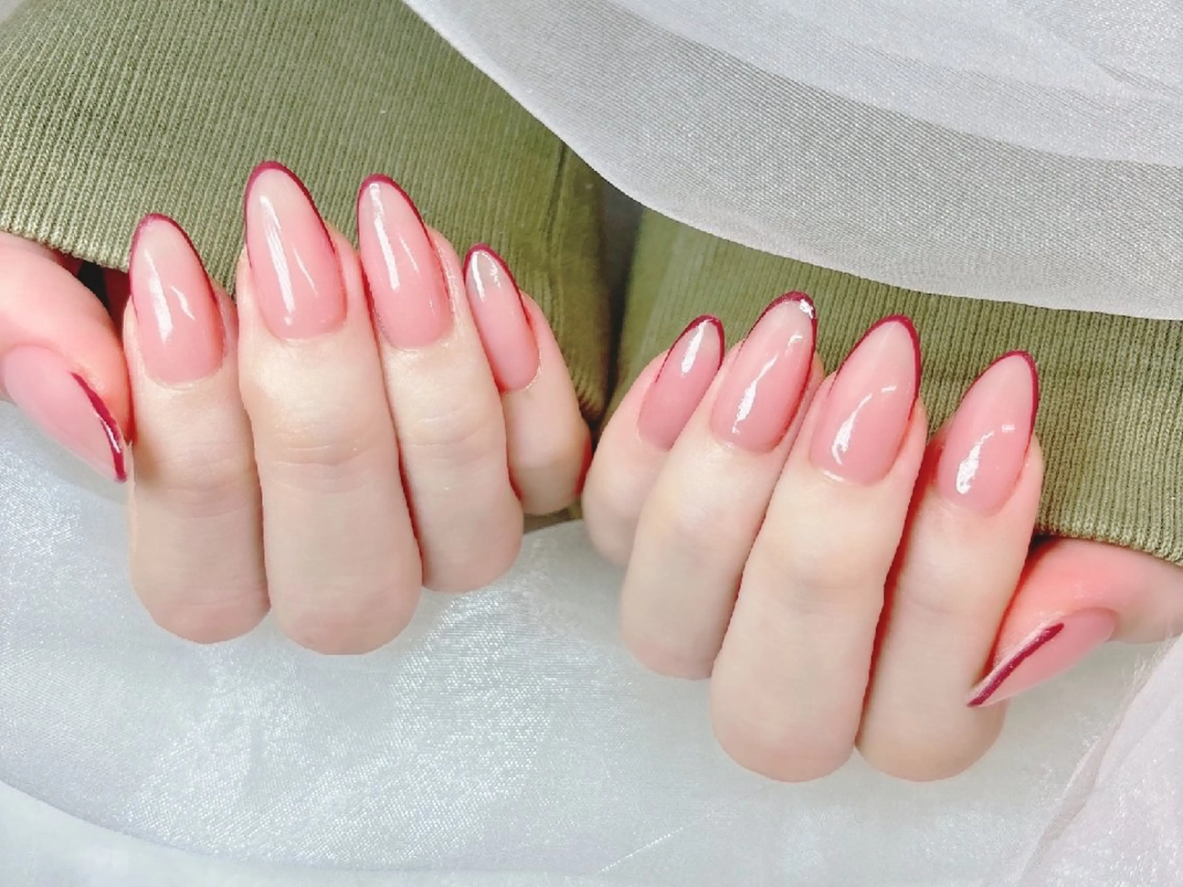 ネイル 長さ出し フラッシュネイル フレンチネイル ジェルネイル キラキラネイル Chouette Nailのネイルデザイン