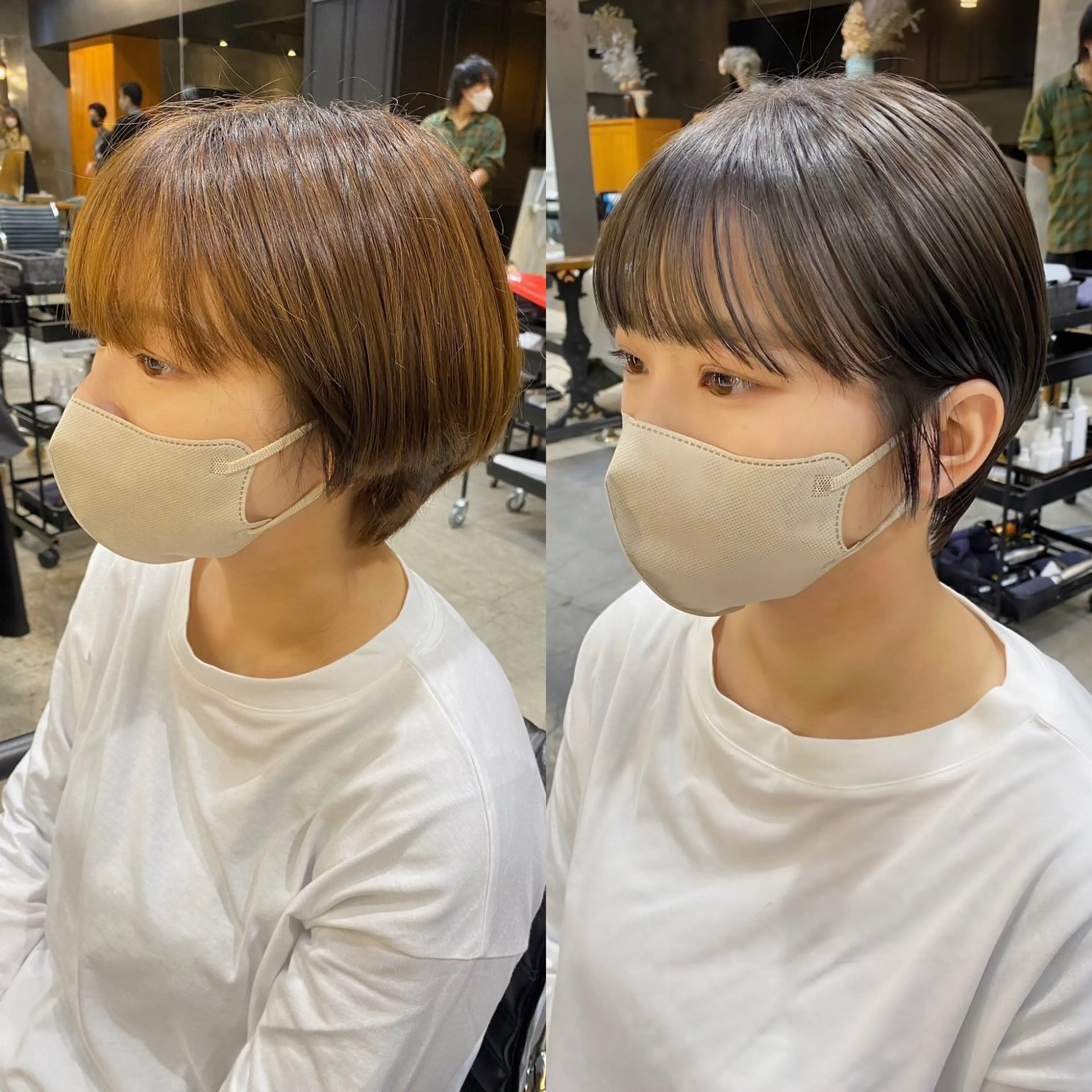 ショート カラー グレージュ ショートヘア ブリーチなしダブル カラー🧸🐺陽介のヘアスタイル
