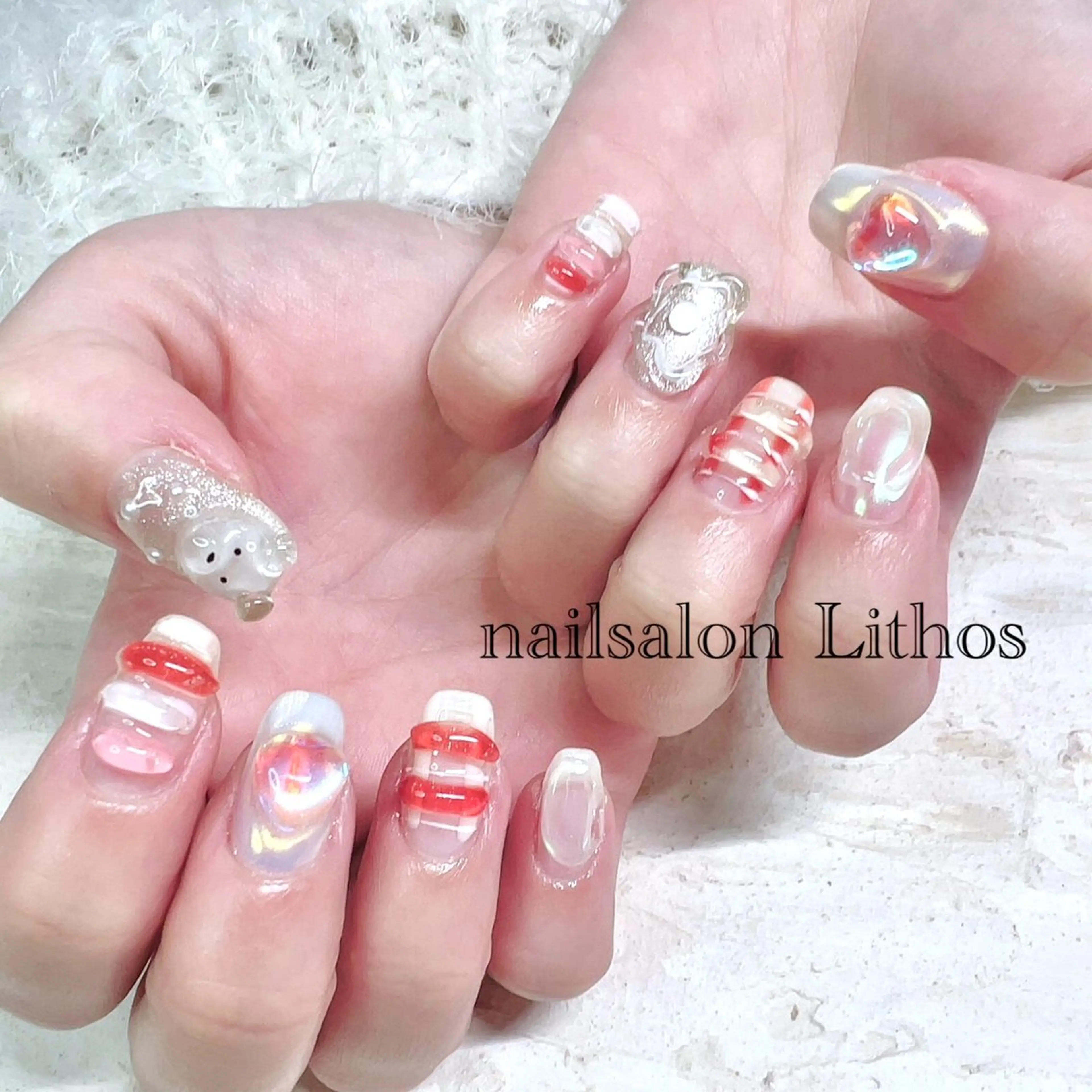 ネイル 氷ネイル・うるうるネイル ハンドネイル nailsalon Lithos所属・nailsalon Recontreのネイルデザイン