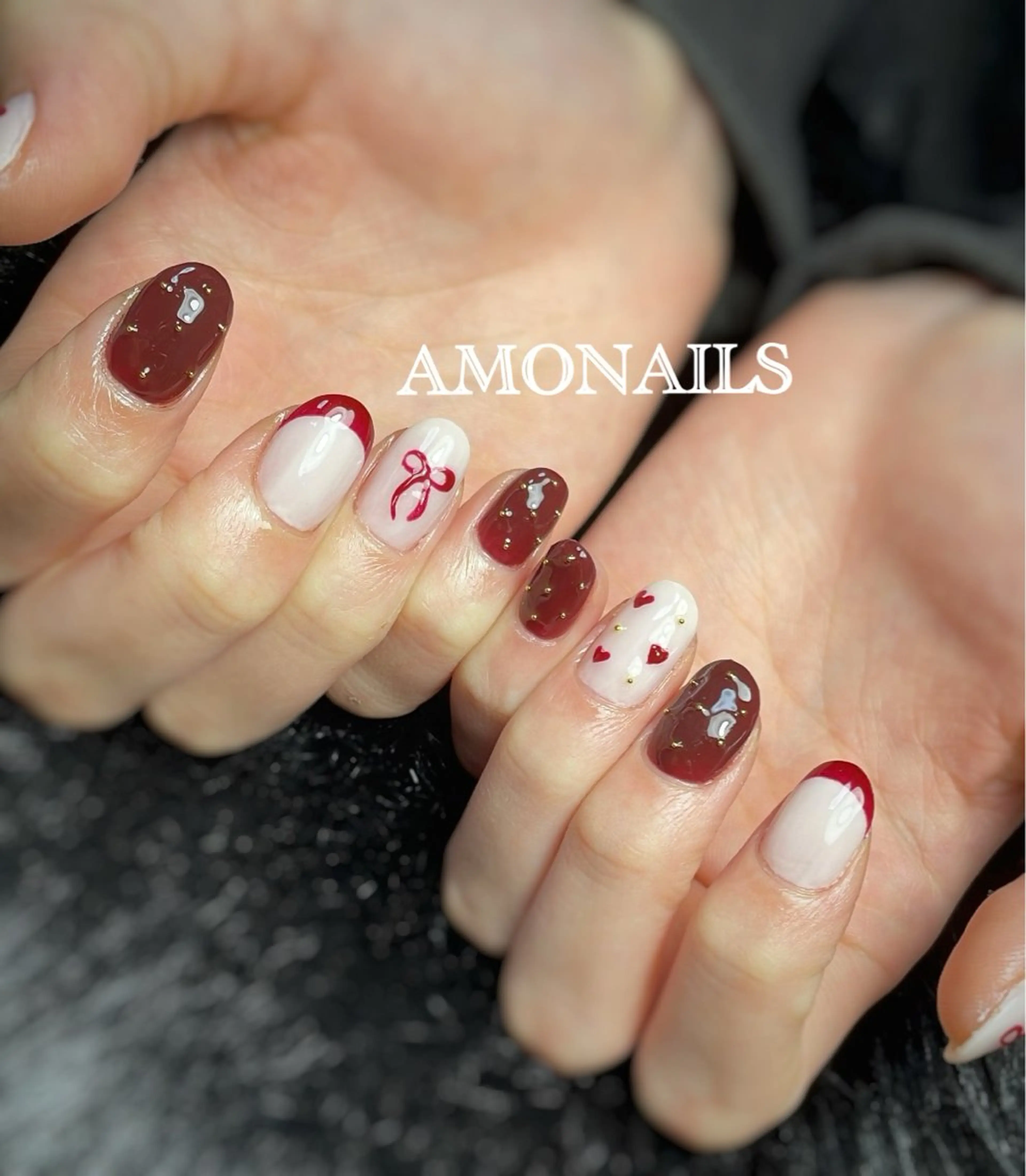 ネイル リボン ハンドネイル フットネイル AMONAILS *.のネイルデザイン