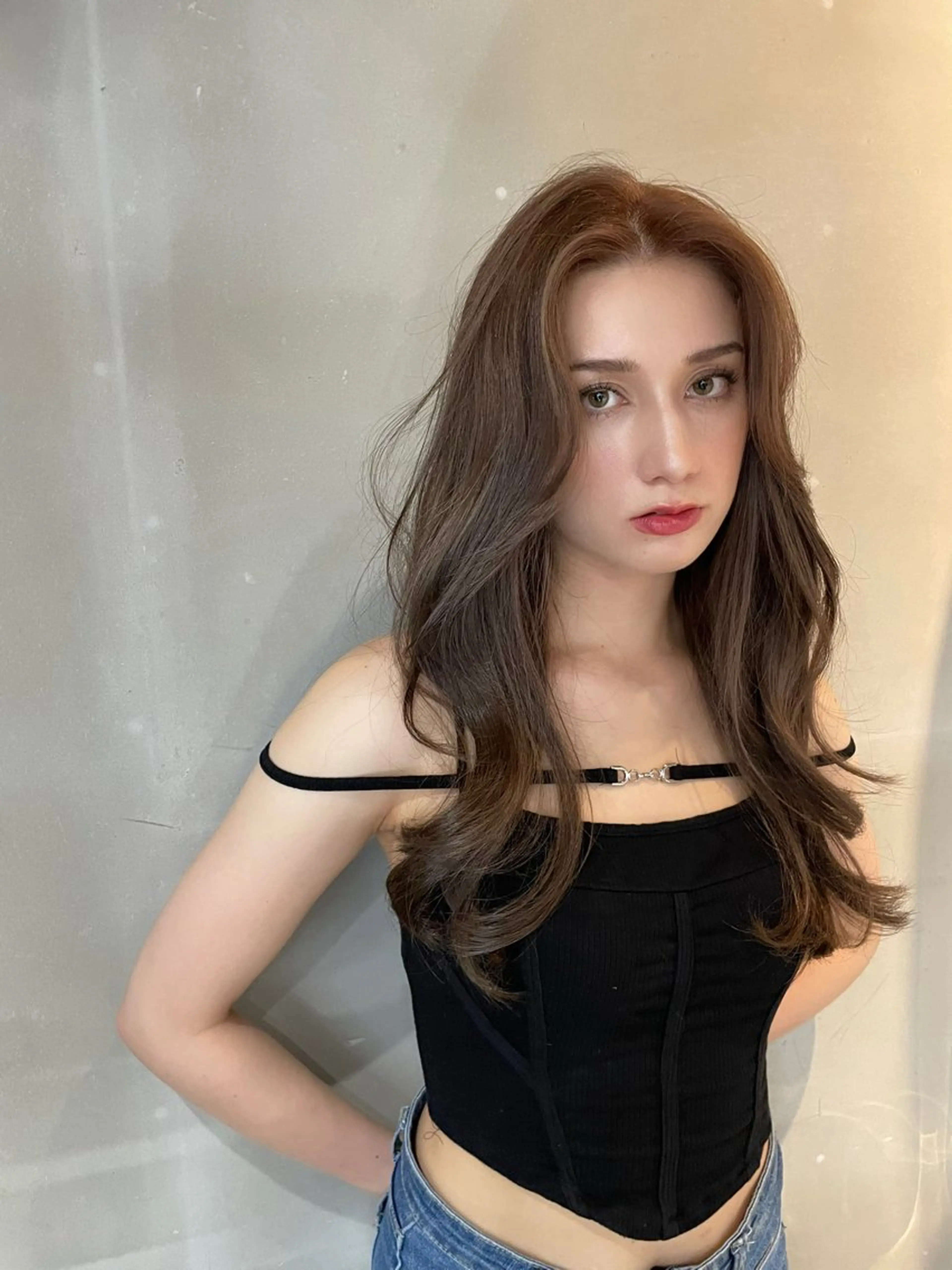 ロング カラー ヘアカラー ミルクティーベージュ ❤︎レイヤー　MIAのヘアスタイル