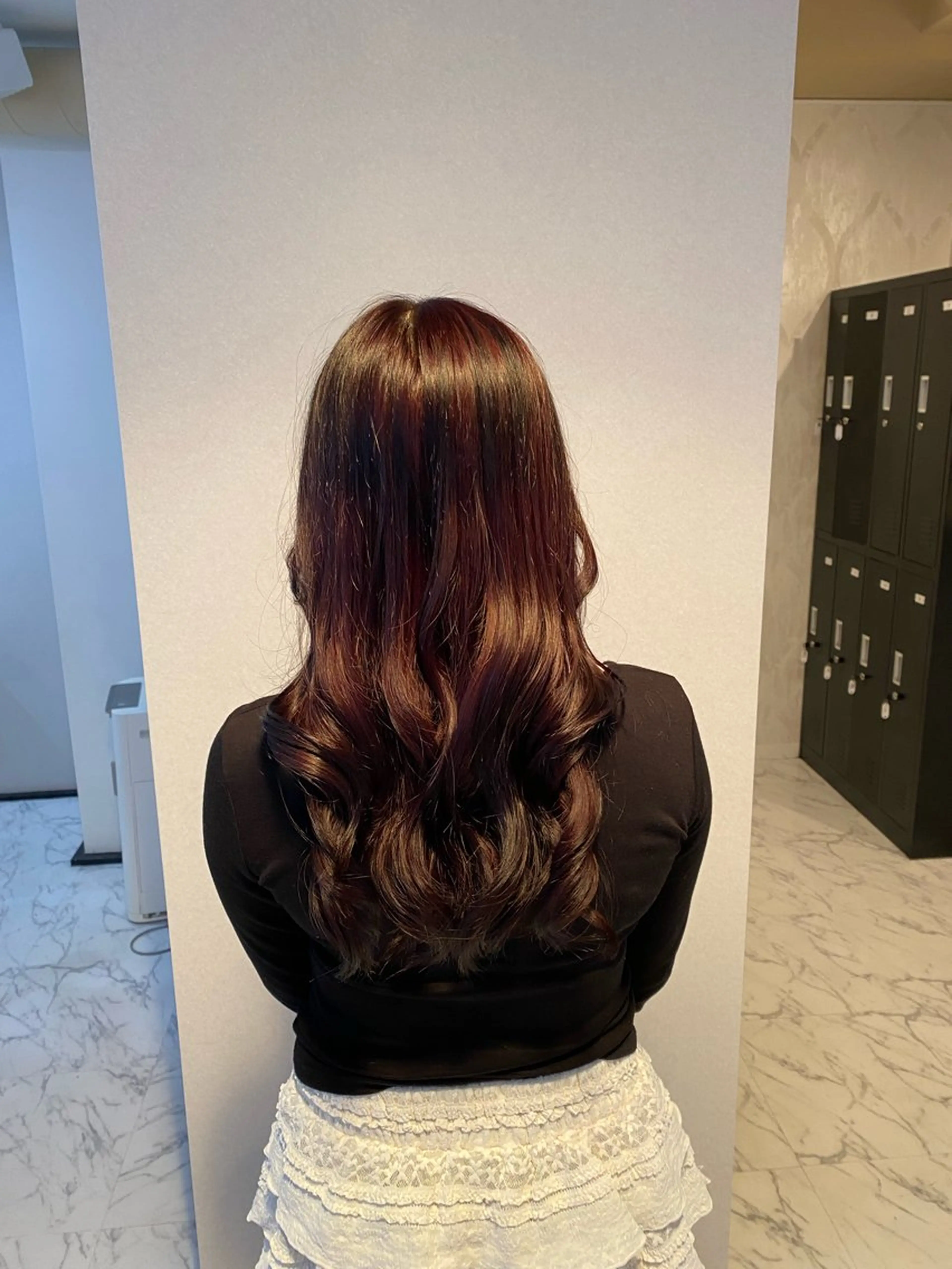 セミロング カラー ブラウンカラー 透明感カラー ピンクカラー ピンクブラウン ハナダ メイのヘアスタイル