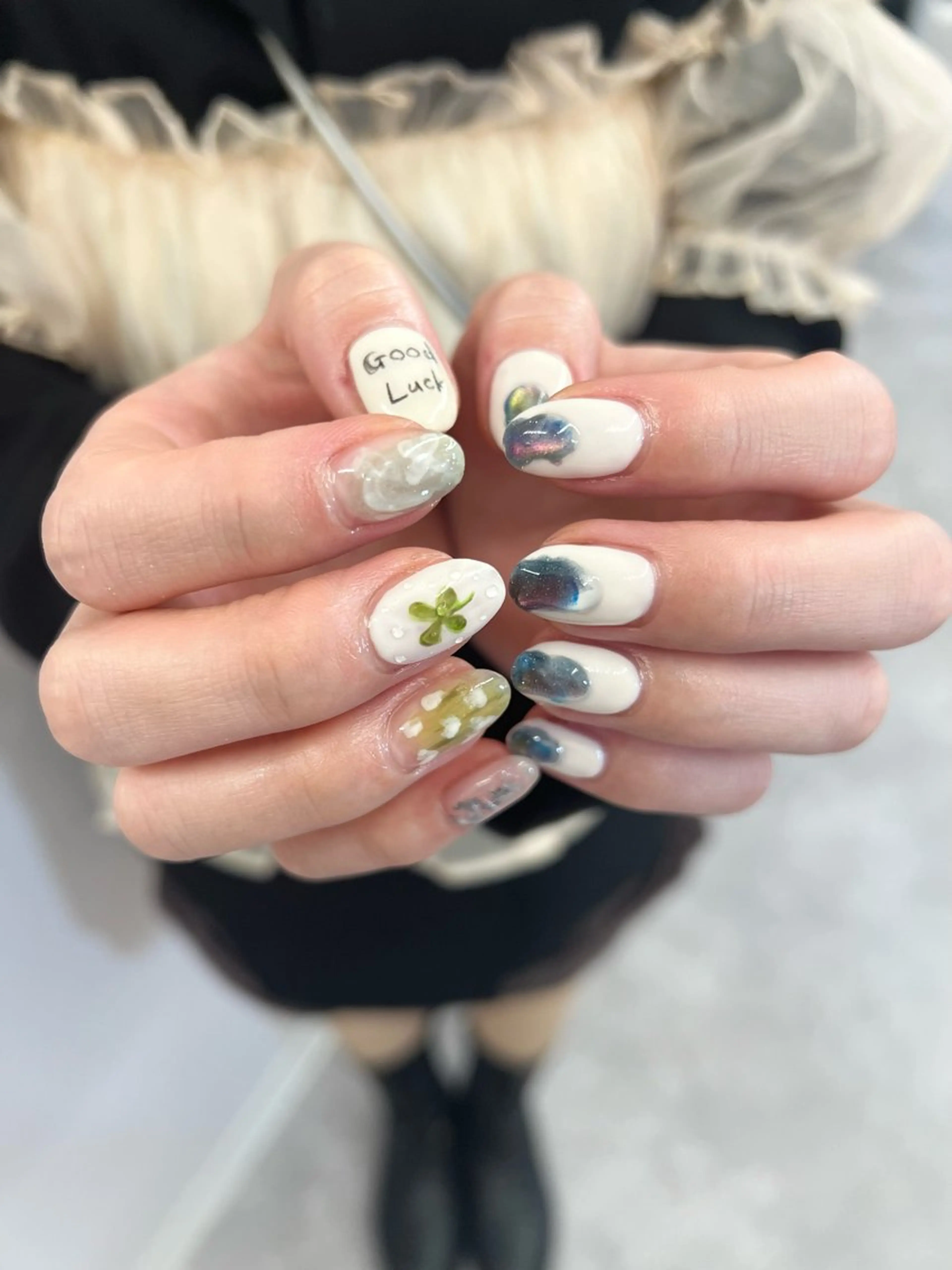 ネイル ジェルネイル マグネットネイル ニュアンスネイル パラジェル リボン ハンドネイル ハンドケア Bana_ Nailのネイルデザイン