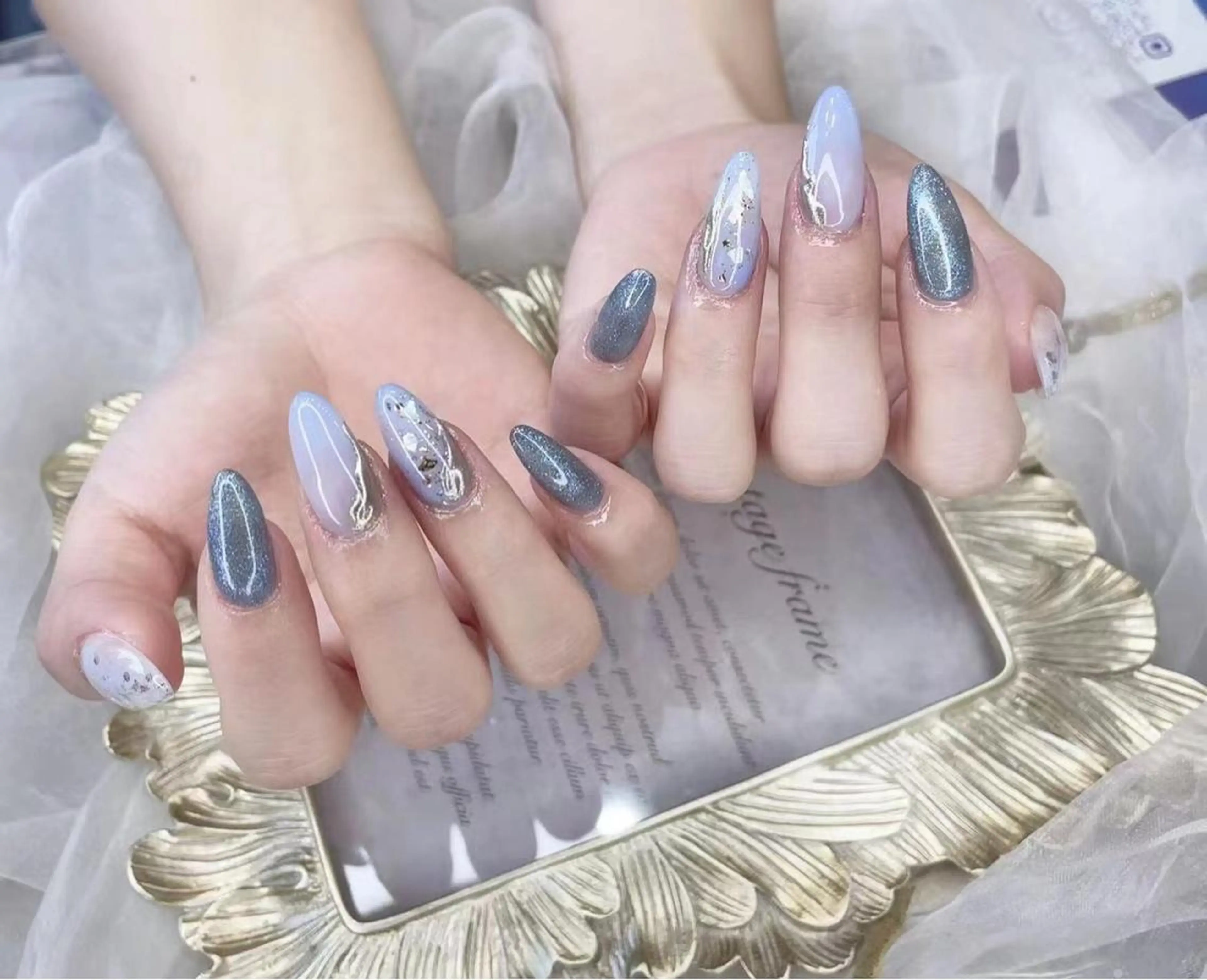 ネイル ブルー ニュアンスネイル Babarla nailのネイルデザイン