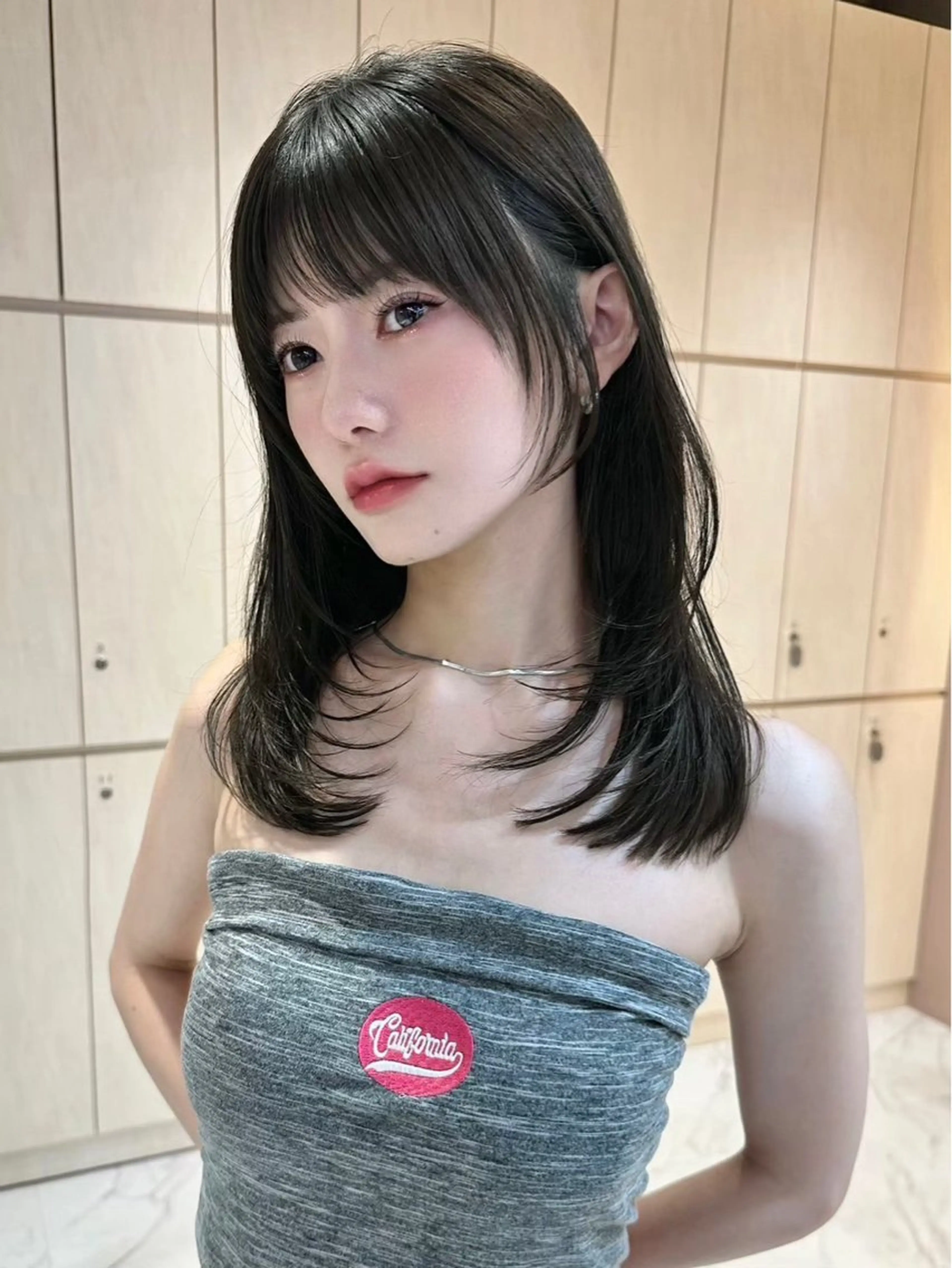 ミディアム カット 縮毛矯正 トリートメント ブリーチなし髪質改善 🎀はのん 韓国ヘアのヘアスタイル
