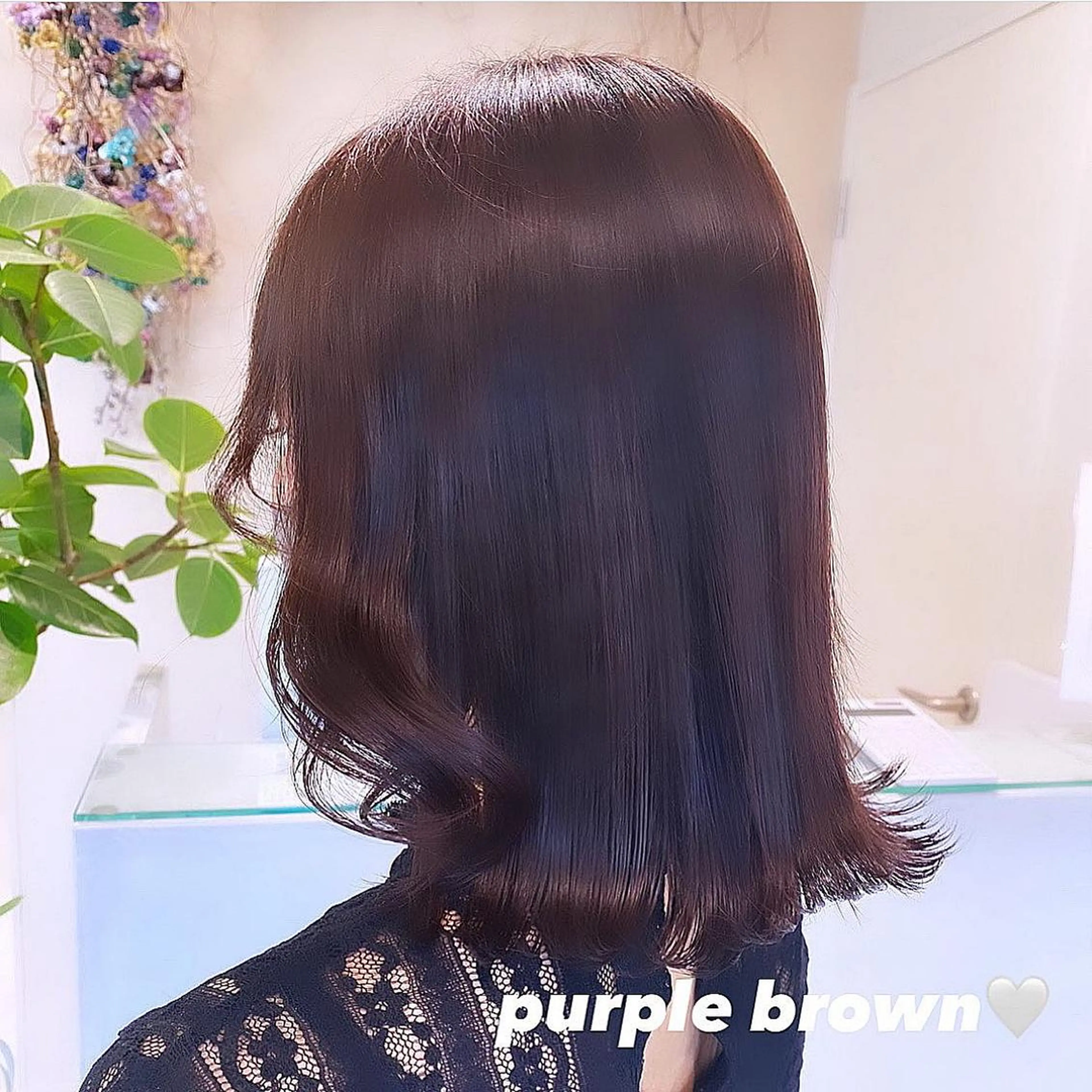 セミロング カラー ブラウンカラー パープルカラー パープルブラウン ブリーチなしWカラー 🎀韓国ヘア/amiのヘアスタイル