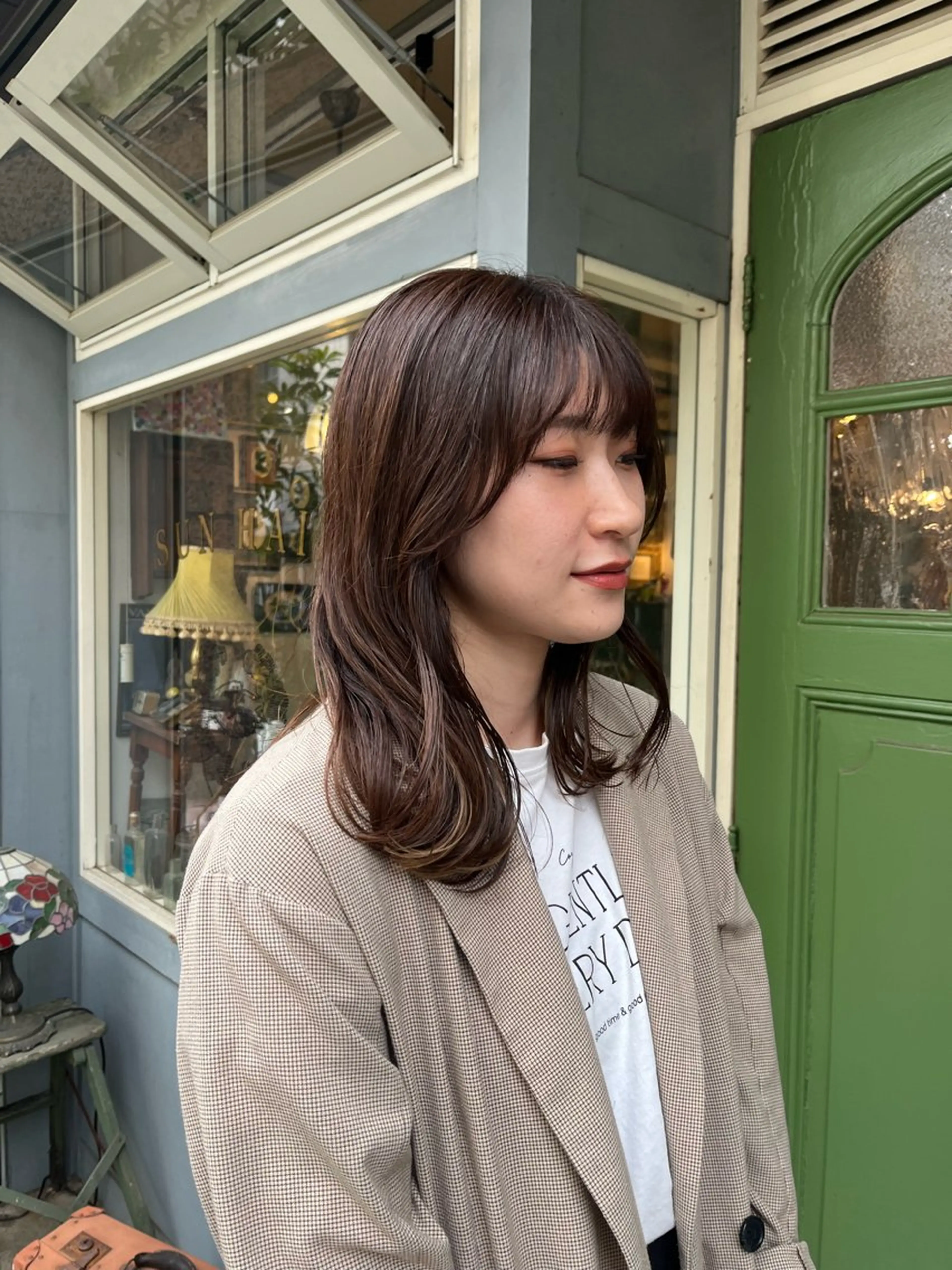 ミディアム 顔周りカット レイヤーカット カット ヘッドスパ 抜け感パーマ/ ショート/緒方椋のヘアスタイル