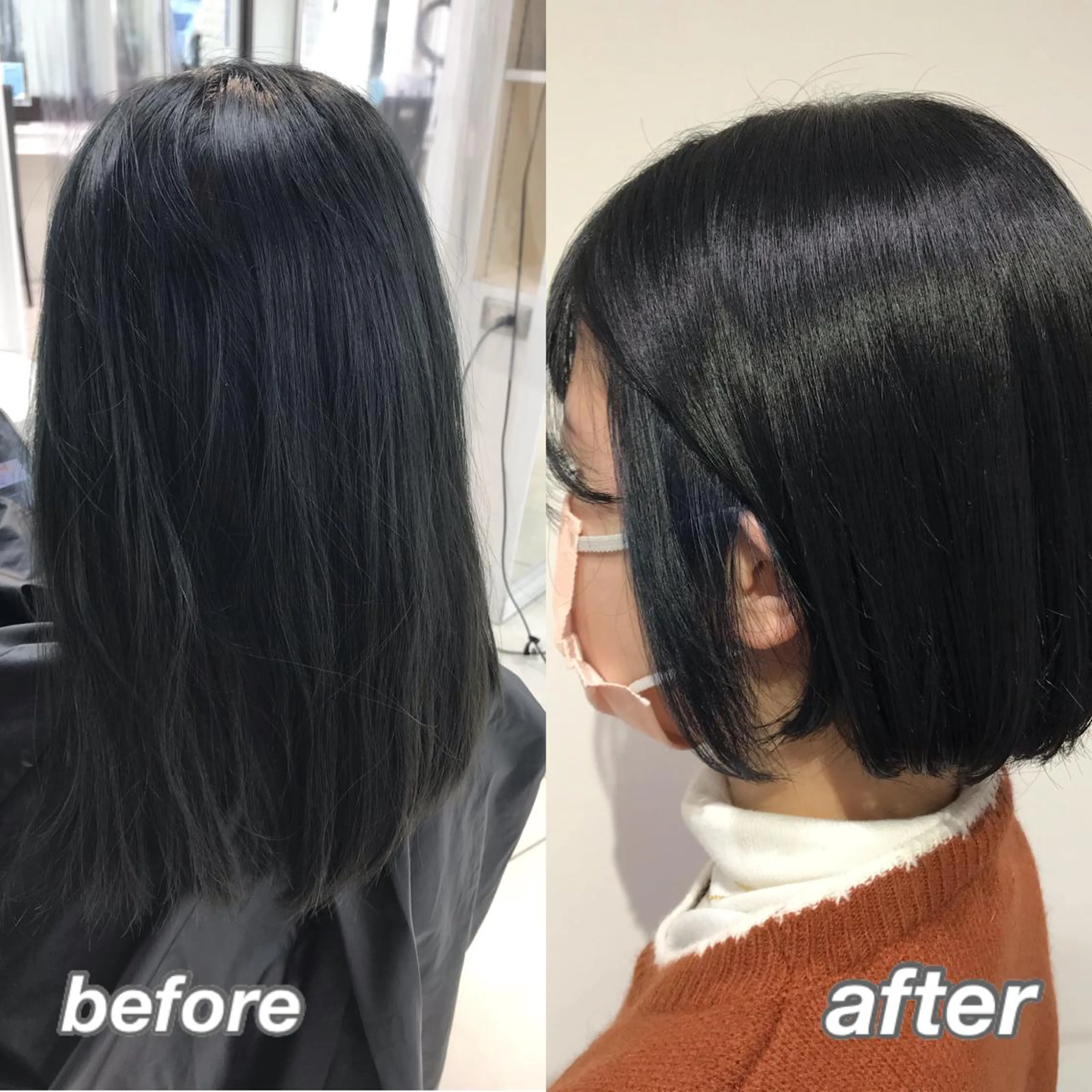 ミディアム カラー 黒髪 ブリーチ ブルーカラー ブルーブラック イルミナカラー ヘアカラー トリートメント 暖色カラー🌹 中山由梨のヘアスタイル