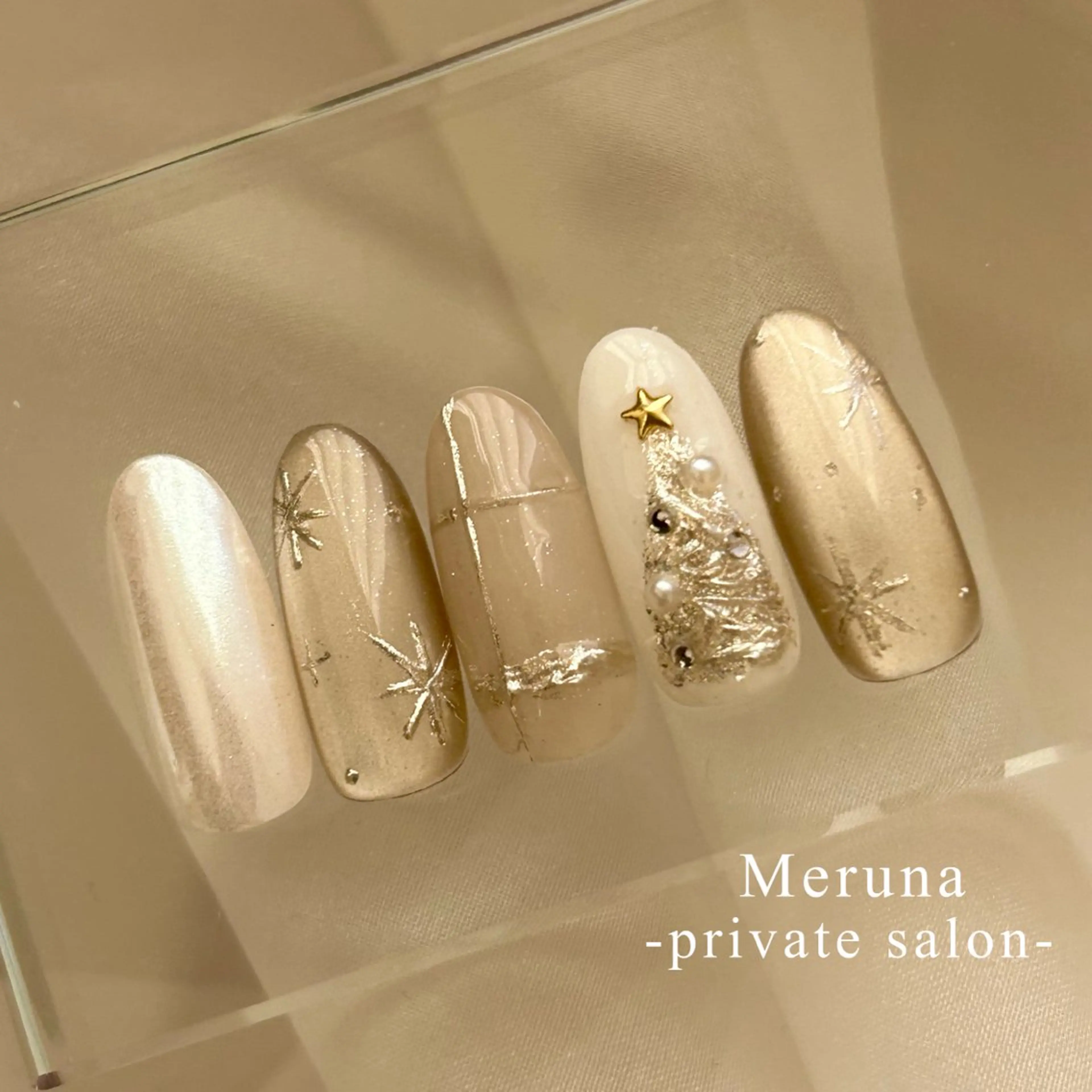 ネイル 冬ネイル クリスマス ハンドネイル Meruna .ﾒﾙｰﾅ.のネイルデザイン