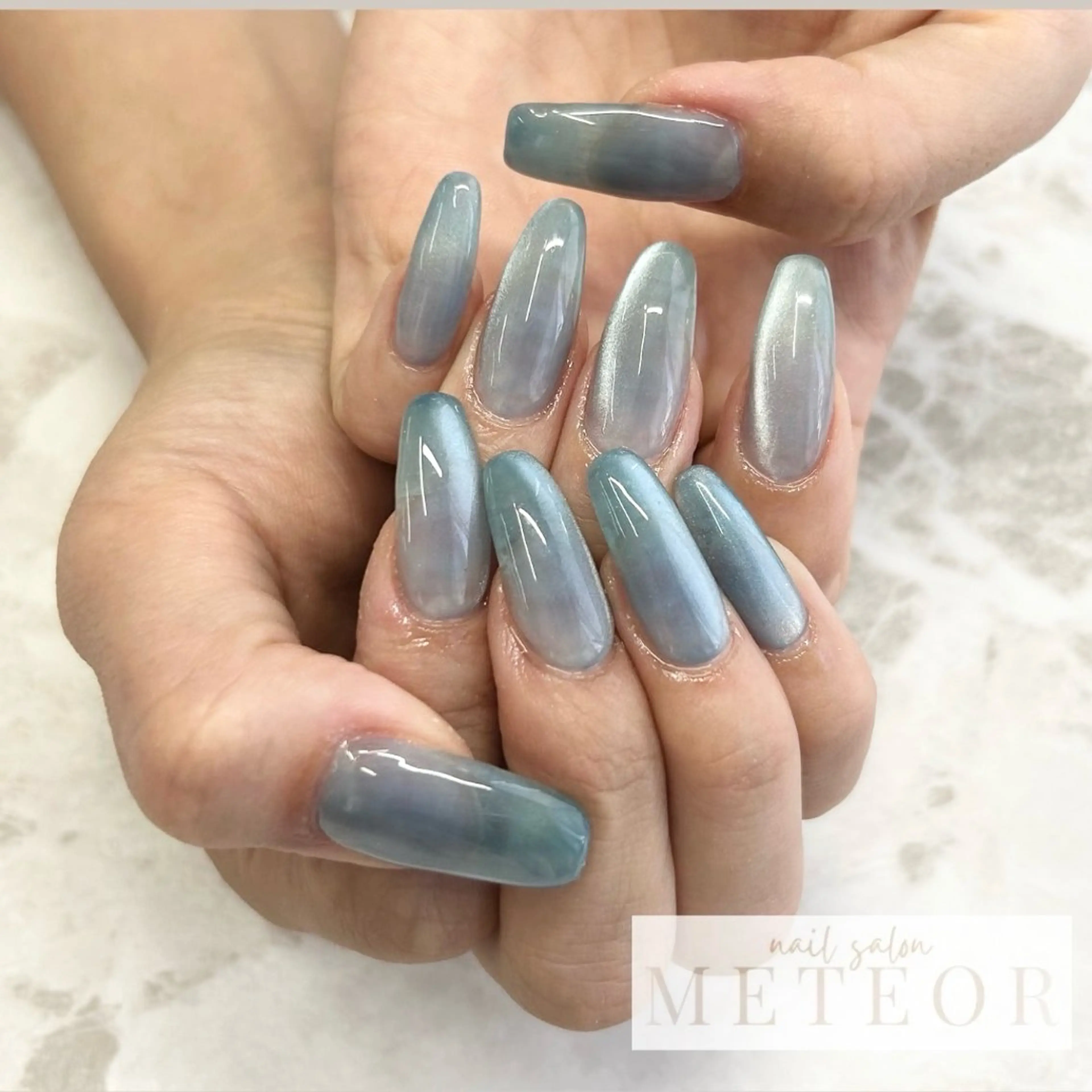 ネイル ブルー 氷ネイル・うるうるネイル マグネットネイル ワンカラーネイル ハンドネイル nailsalon meteor所属・meteor staffのその他イメージ
