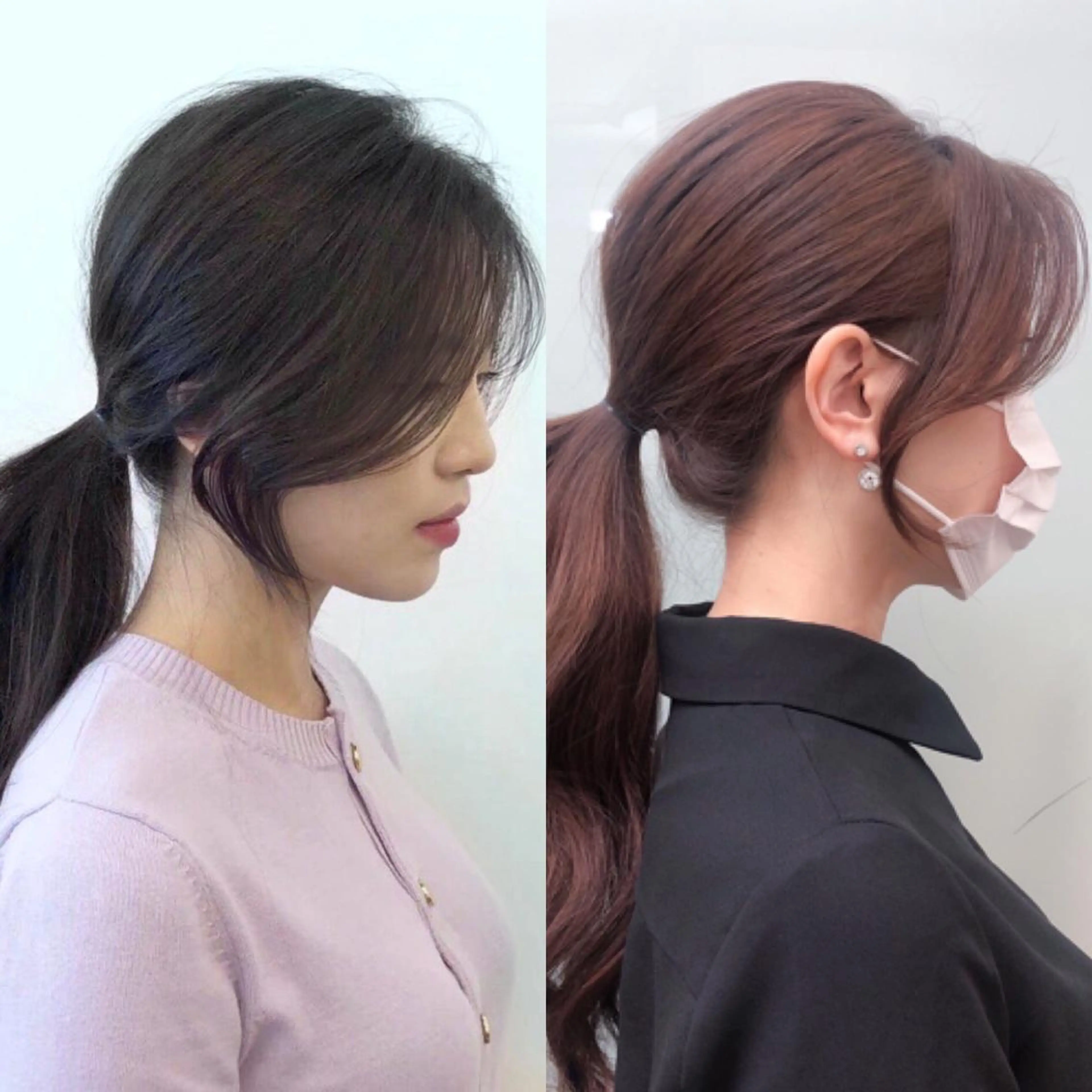 セミロング エギョモリ 韓国風ヘア サイドバング カット トリートメント KAWABE SAKURAのヘアスタイル