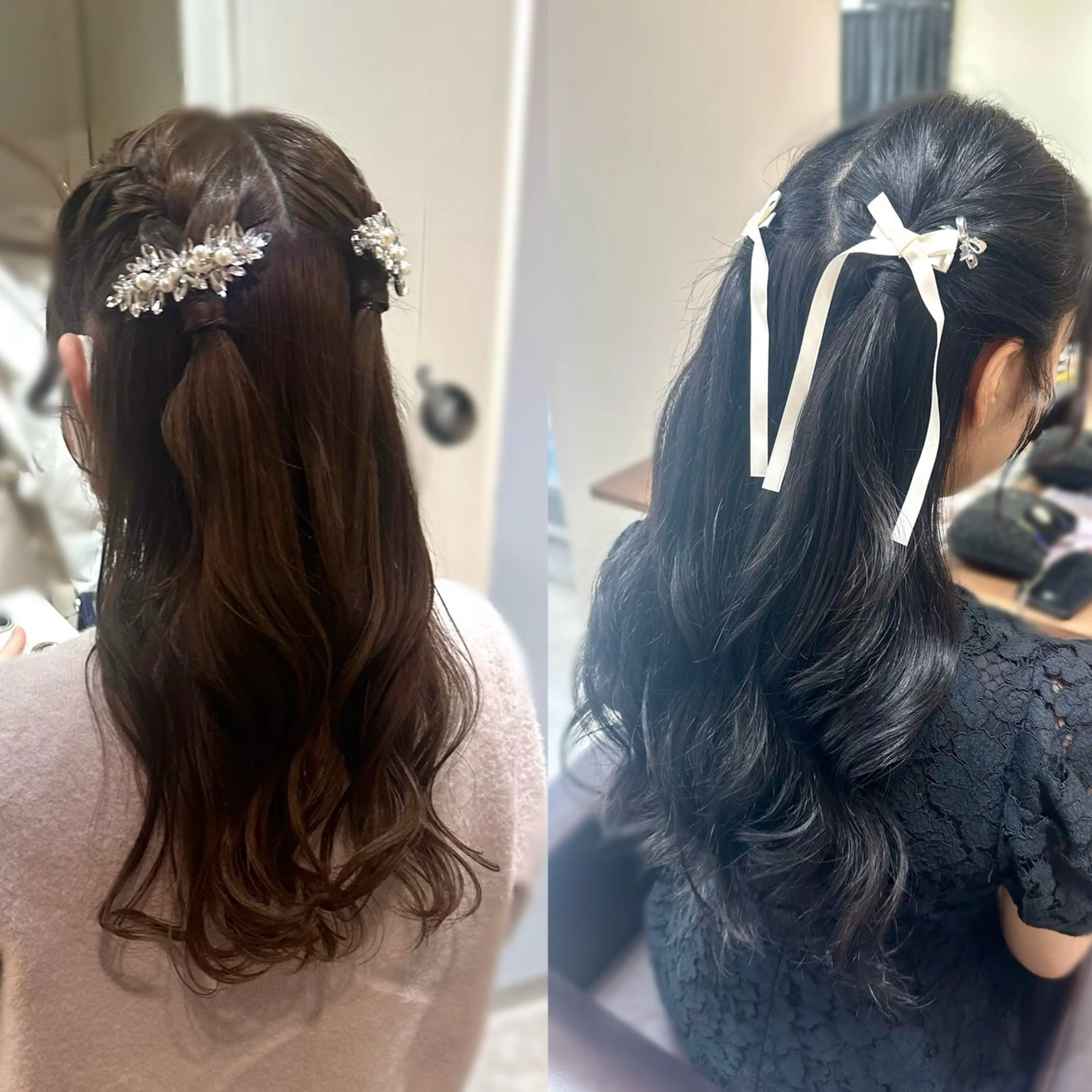 セミロング カラー ヘアアレンジ ハーフアップ 結婚式・ブライダル カット ヘアカラー トリートメント ヘアセット ✨髪質改善💖 縮毛矯正💖mihoのヘアスタイル