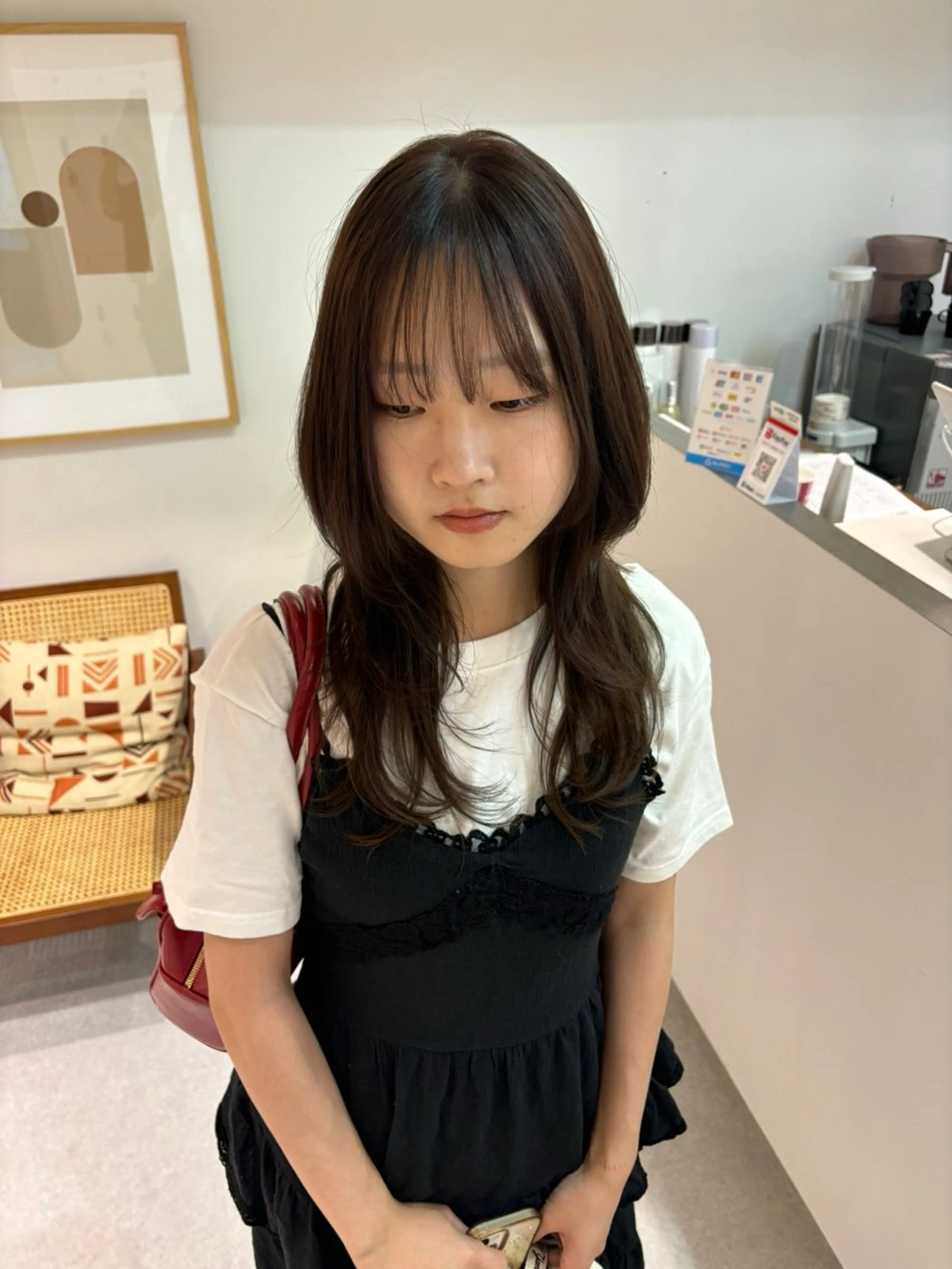 ロング カラー ハッシュカット 韓国風ヘア レイヤーカット カット ヘアカラー トリートメント レイヤーカット🎀 kanaのヘアスタイル