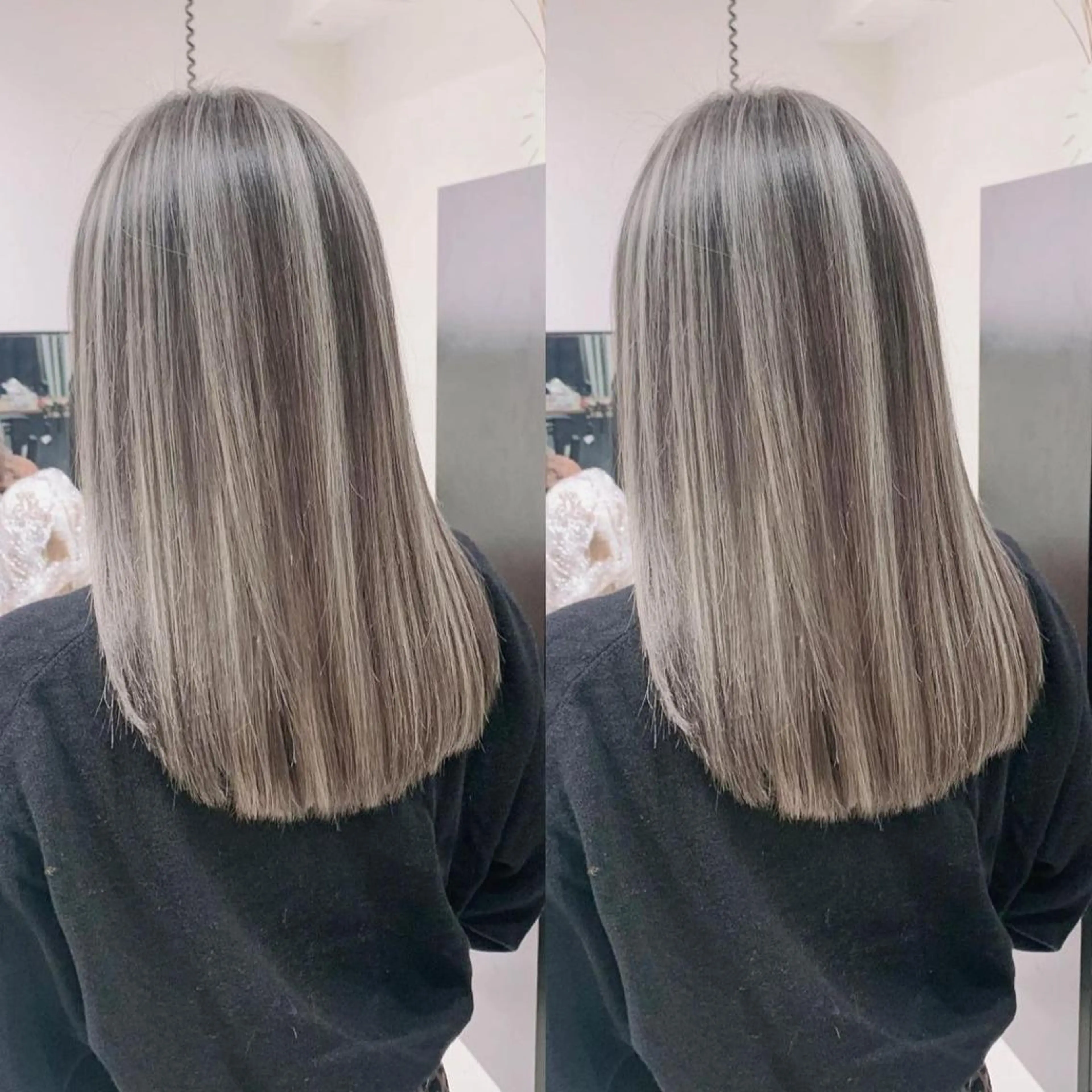 ロング カラー ブリーチ ケアブリーチ ハイライトカラー インナーカラー ハイライト ヘアカラー オフホワイトアンドなんば所属・福西 洋斗のヘアスタイル