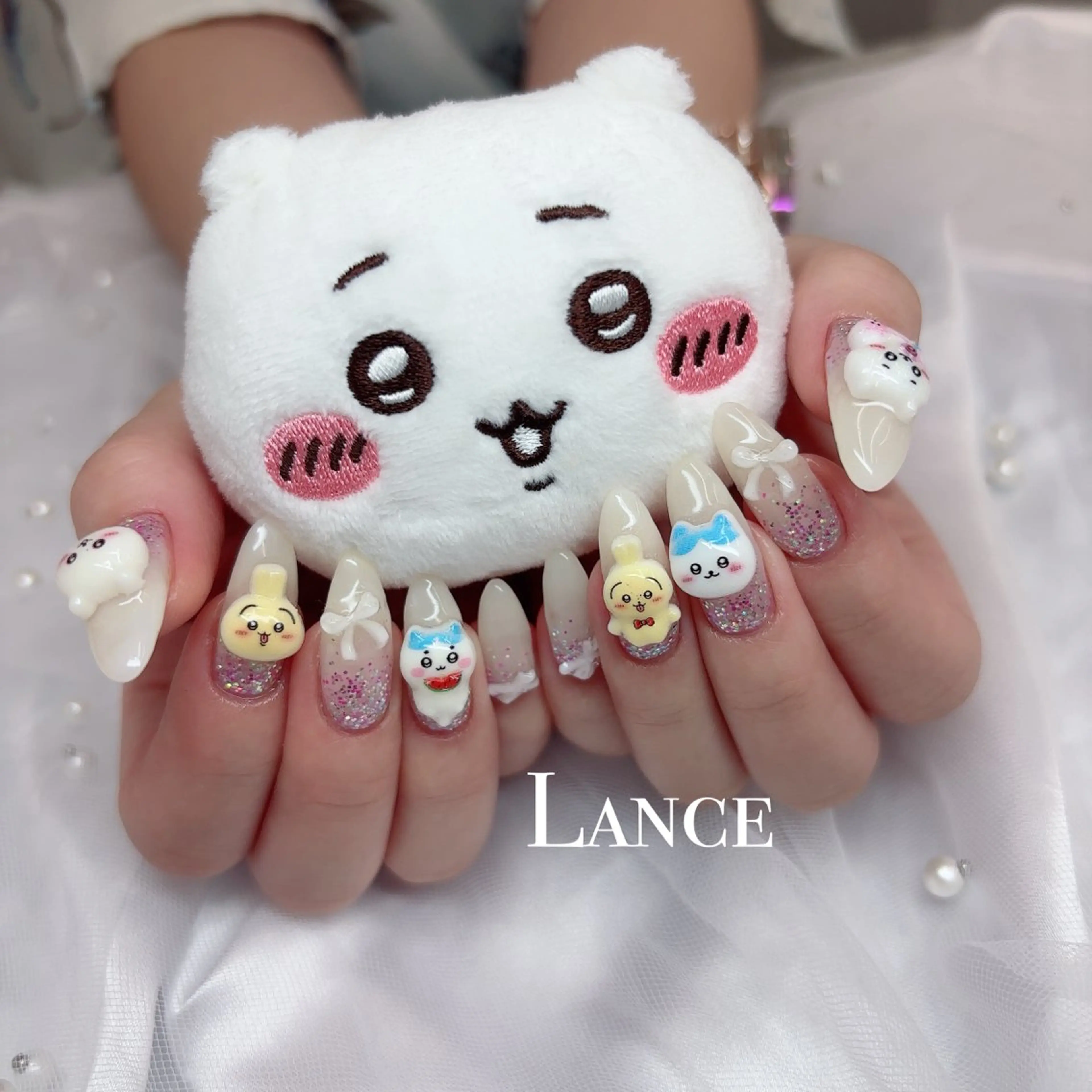 ネイル オーロラネイル フットネイル 氷ネイル・うるうるネイル キラキラネイル 韓国ネイル ハンドネイル Lance nailのネイルデザイン