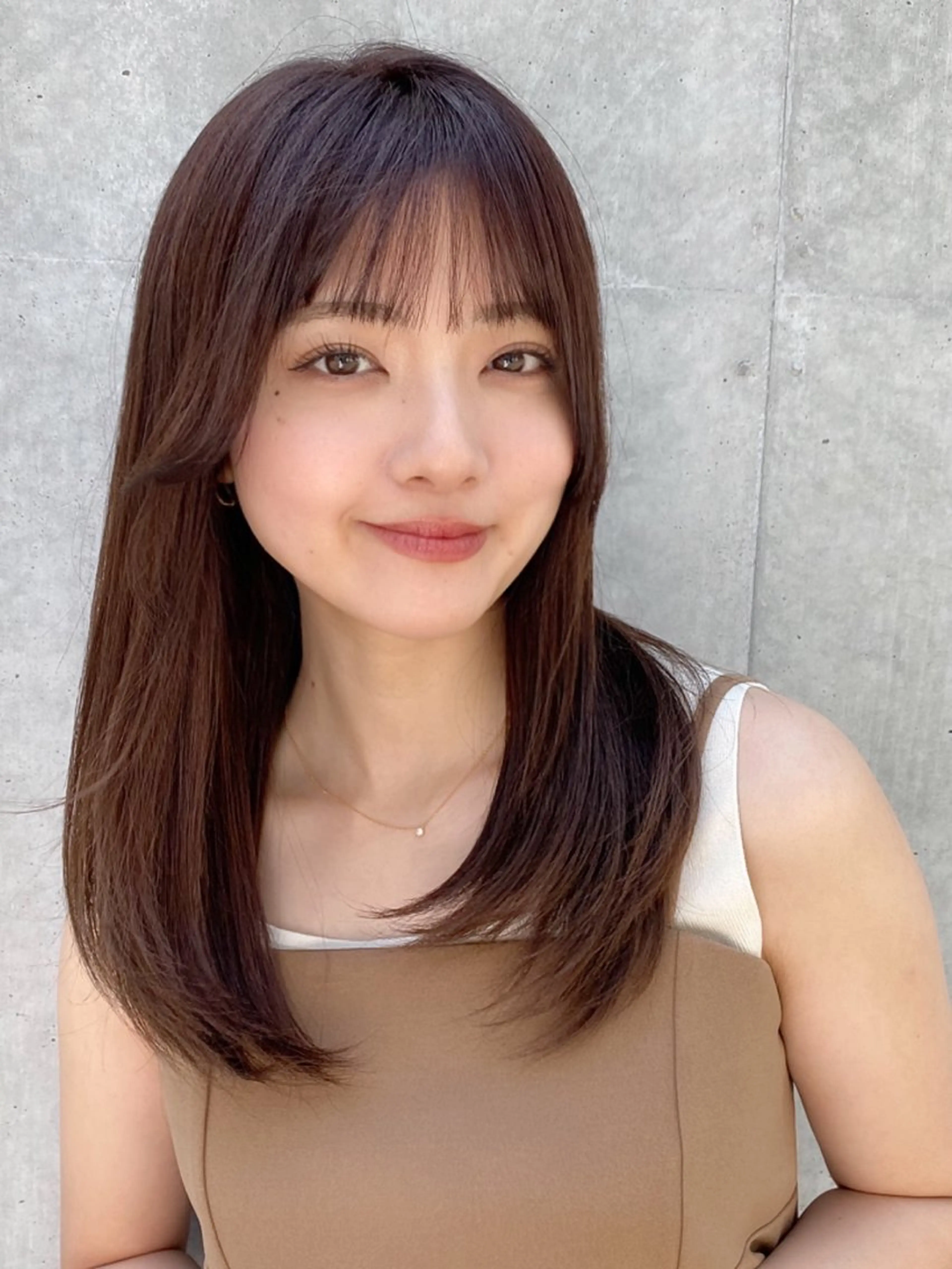 セミロング カラー ブラウンカラー ココアブラウン レイヤーカット カット ヘアカラー トリートメント 佐藤 侑哉のヘアスタイル