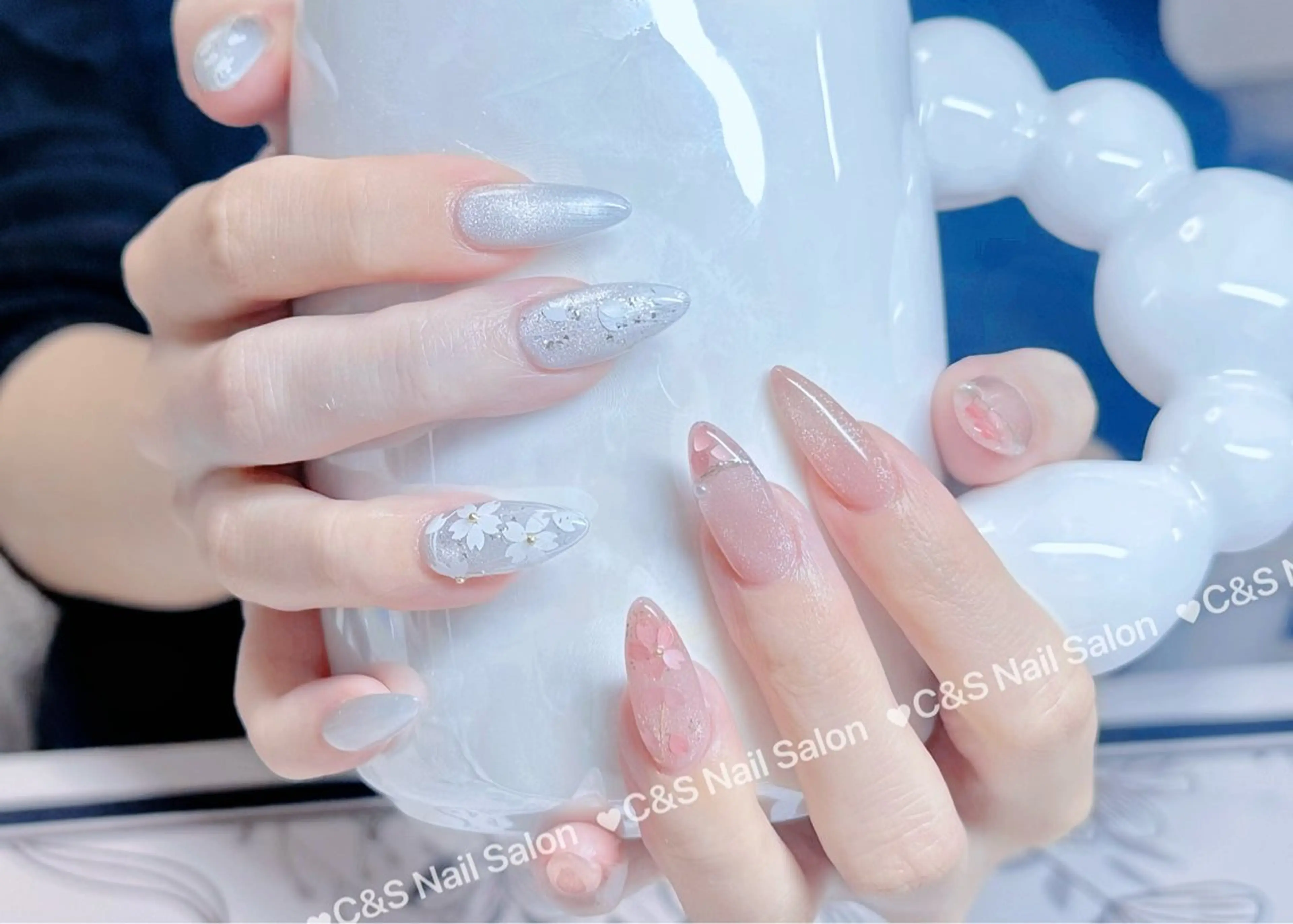 ネイル チークネイル 長さ出し フットネイル フレンチネイル ジェルネイル ハンドネイル C&S  Nail Salonのネイルデザイン