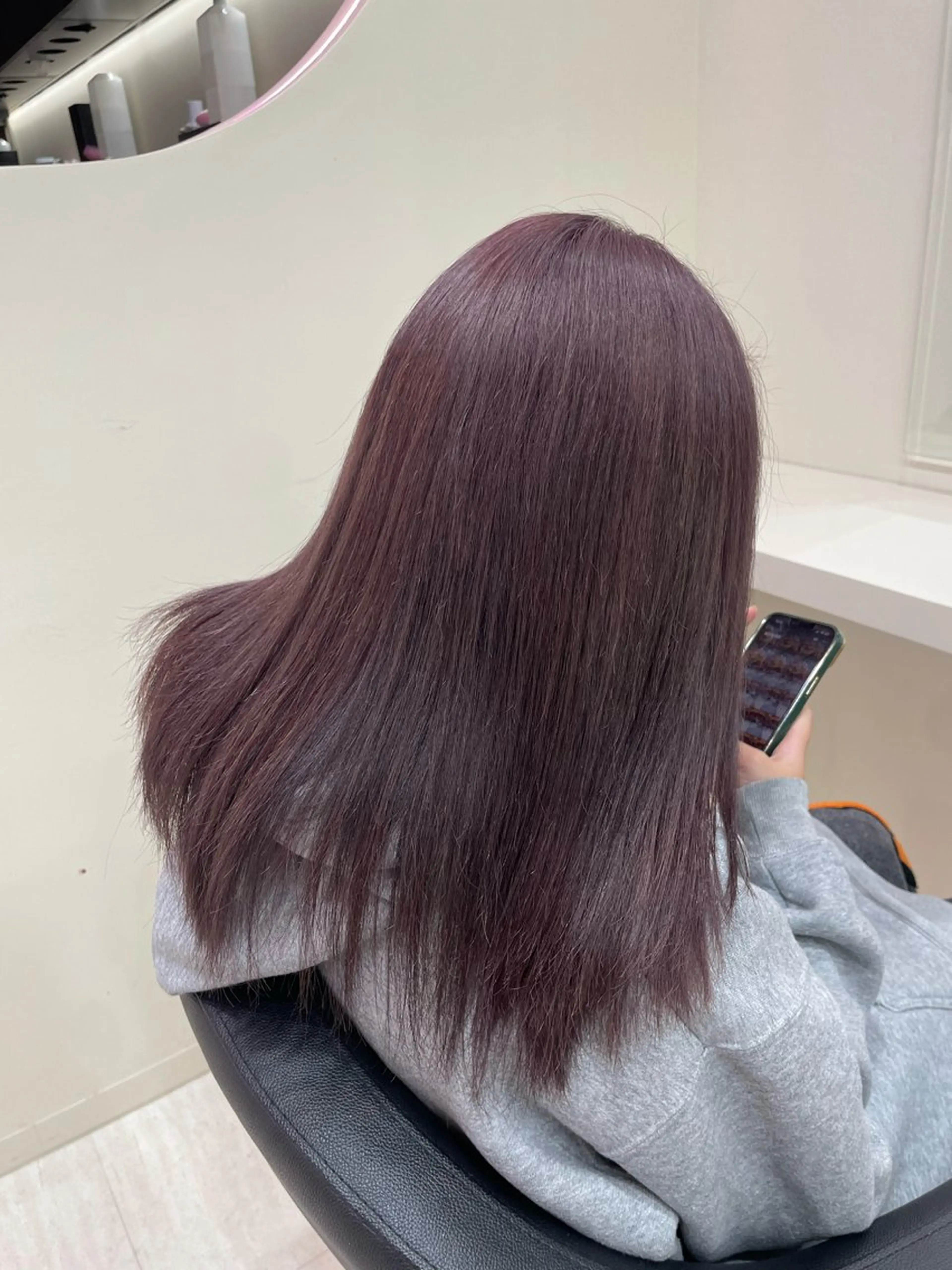 カラー 🤎🎀ブリーチなし ピンクラベンダー🧸のヘアスタイル