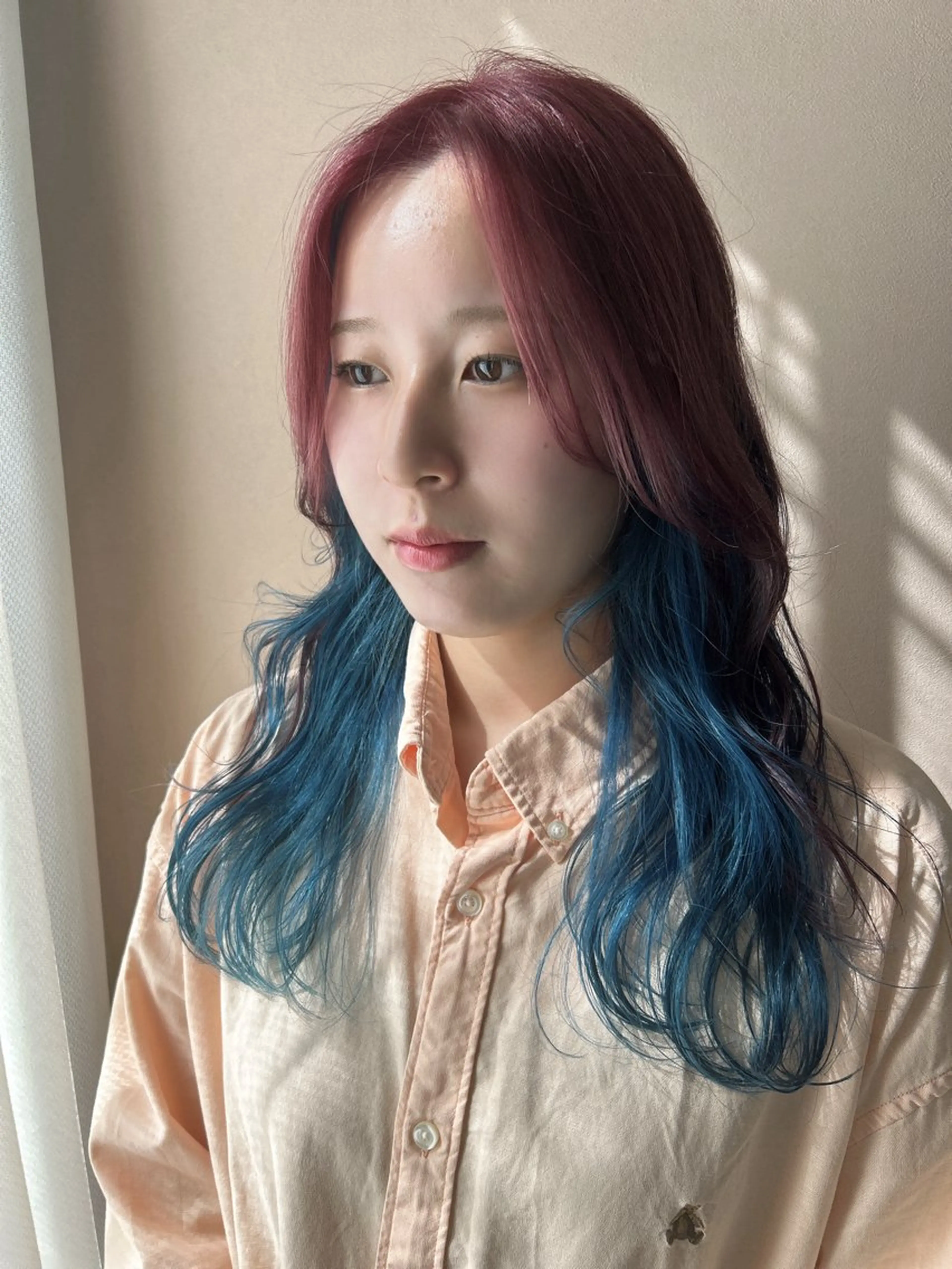 ロング カラー ブリーチ デザインカラー ピンクカラー カット ヘアカラー トリートメント hubhair レイヤー/透明感のヘアスタイル