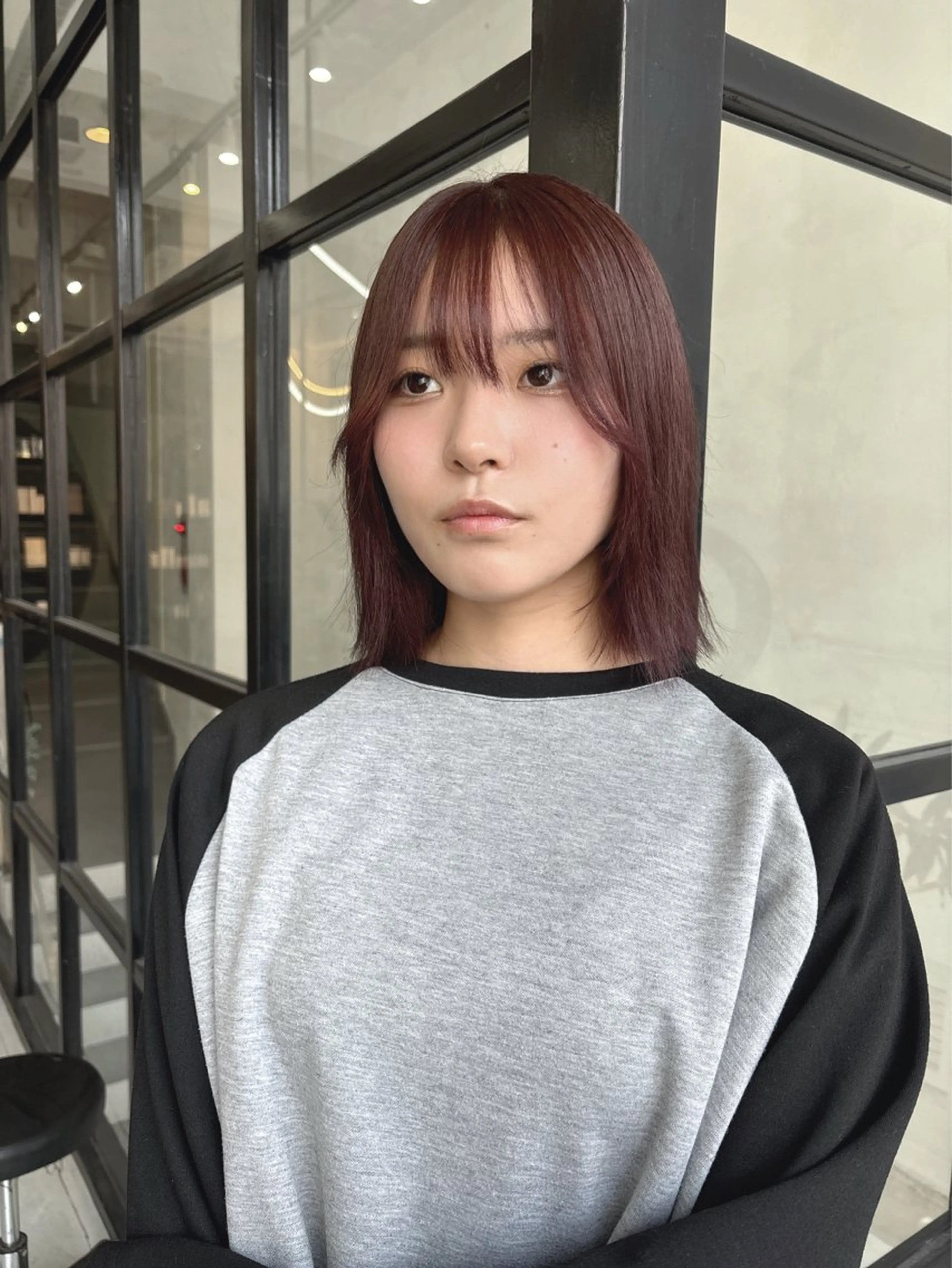 ミディアム ピンクブラウン ヘアカラー MaisonHALU さくらのヘアスタイル