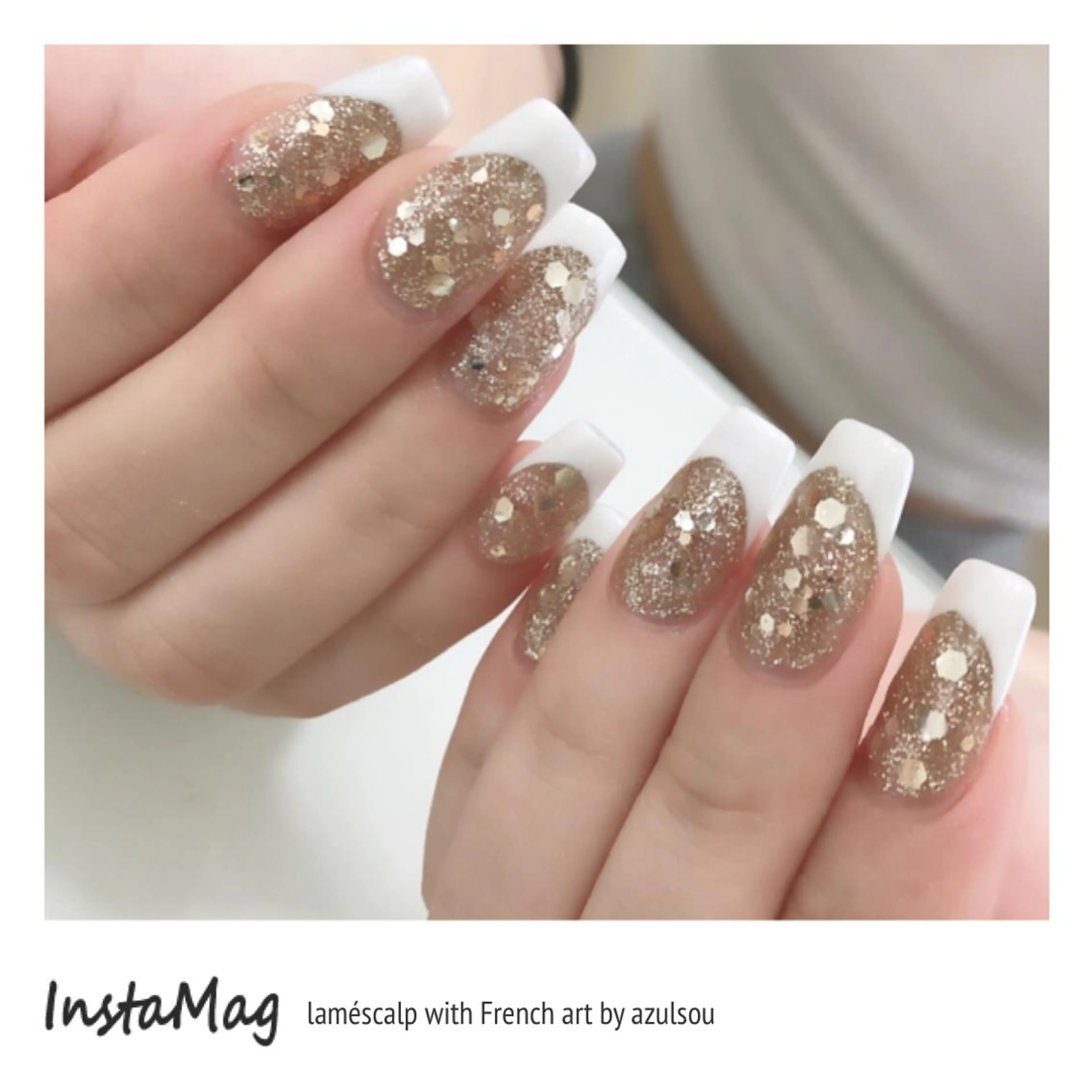 ネイル フレンチネイル ジェルネイル ラメ(グリッター) ミラーネイル スカルプネイル Azulsou 廣川愛のネイルデザイン