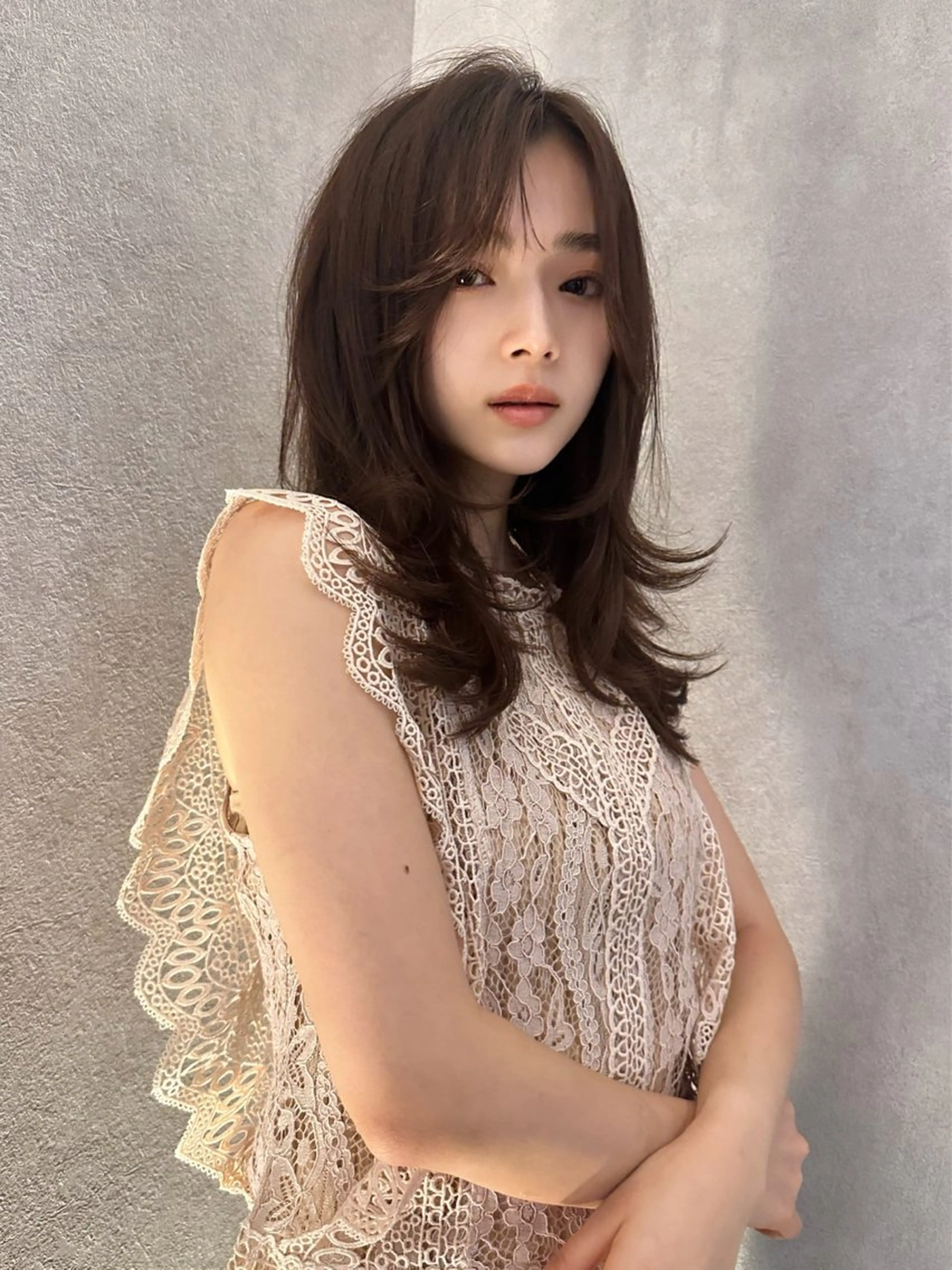 セミロング くびれヘア 韓国風ヘア レイヤーカット カット ヘアカラー トリートメント ヘアセット 韓国ヘア/レイヤー/ 髪質改善/銀座/田島のヘアスタイル