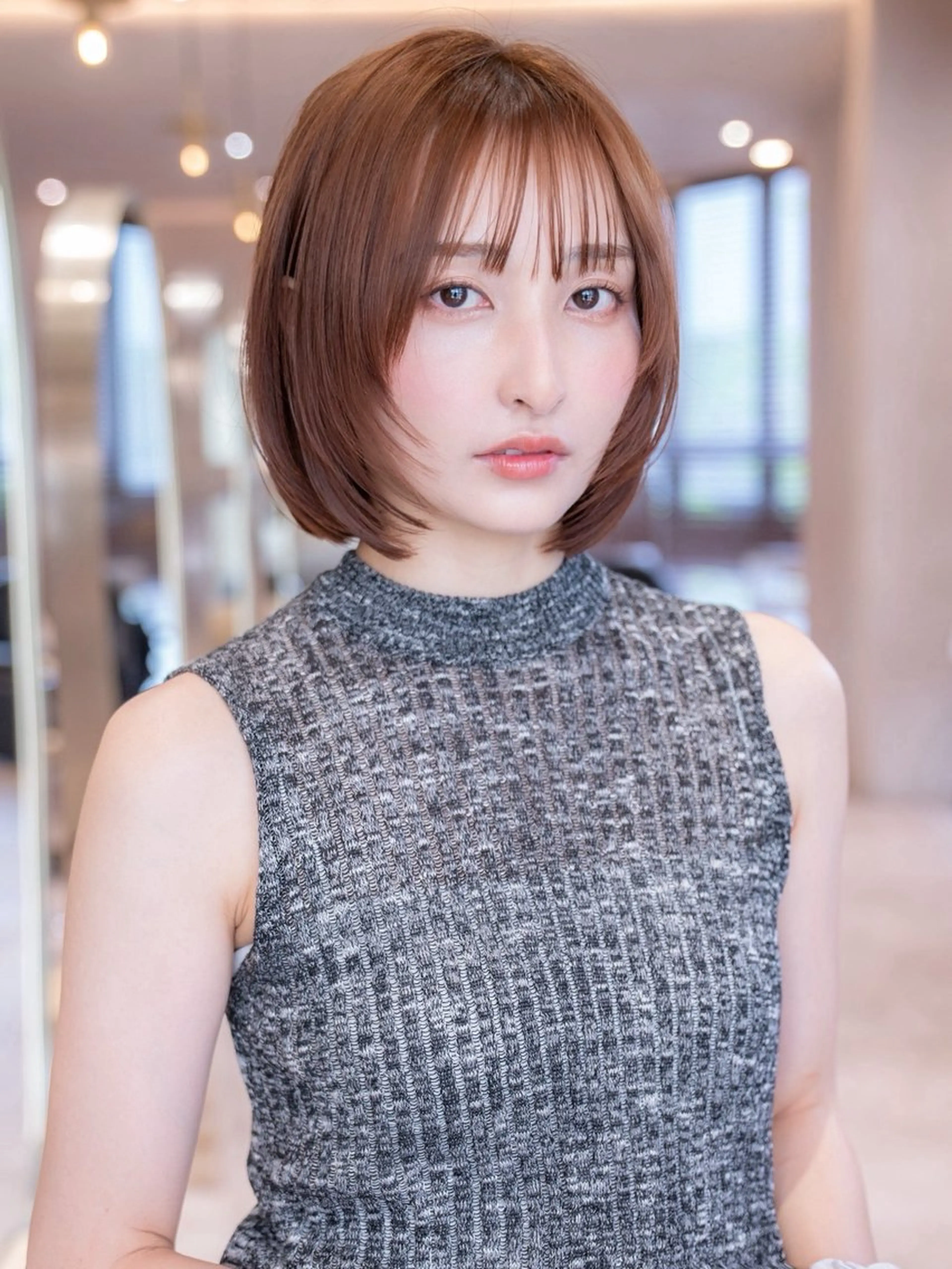 ミディアム カラー カット ヘアカラー トリートメント 垢抜けボブカット /楓のヘアスタイル