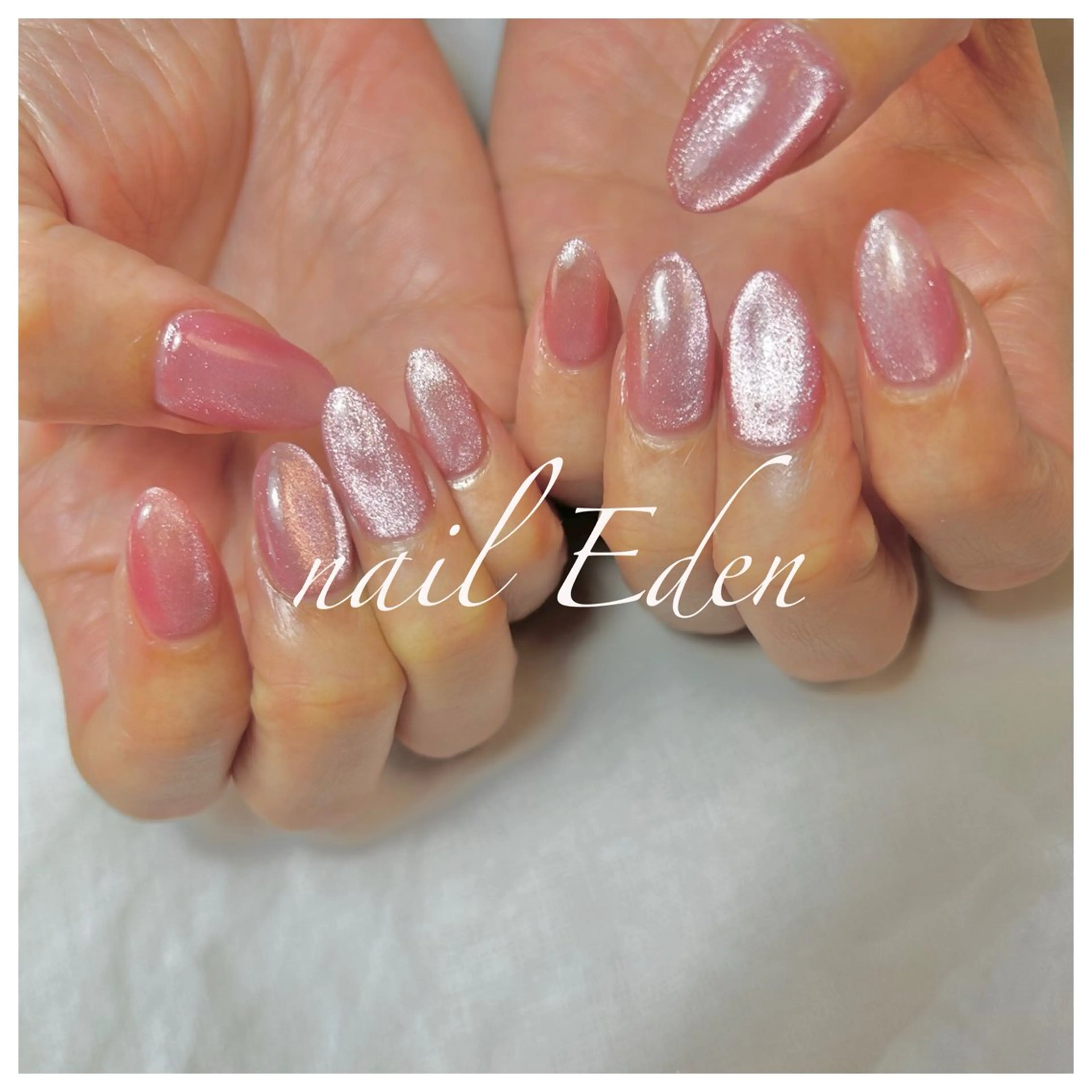 ネイル マグネットネイル ピンク Eden　private nail saron所属・Eden ♾️のネイルデザイン