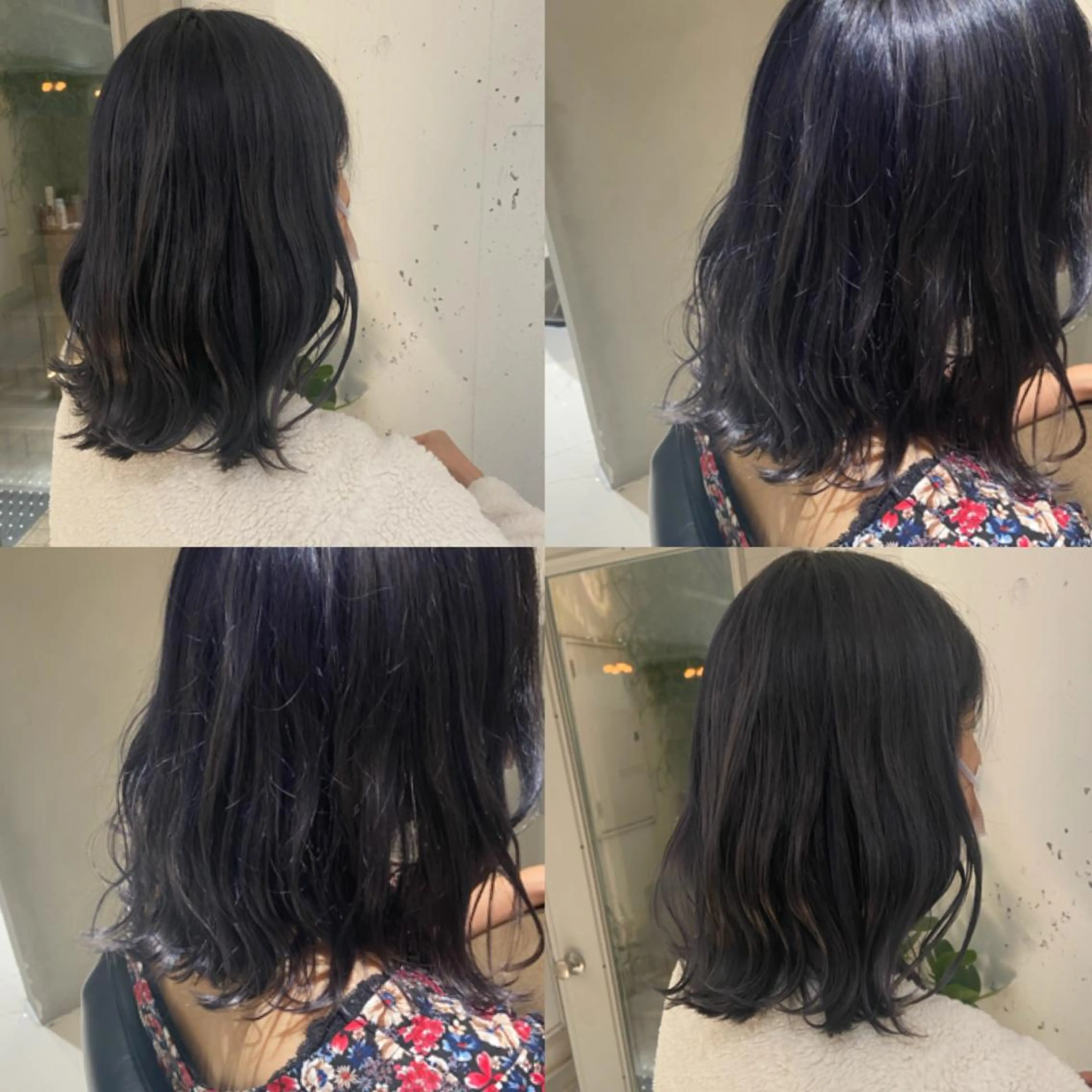 ミディアム カラー ブルーカラー カジュアルを女っぽく 𝗮𝘆𝗮𝗰𝗼のヘアスタイル