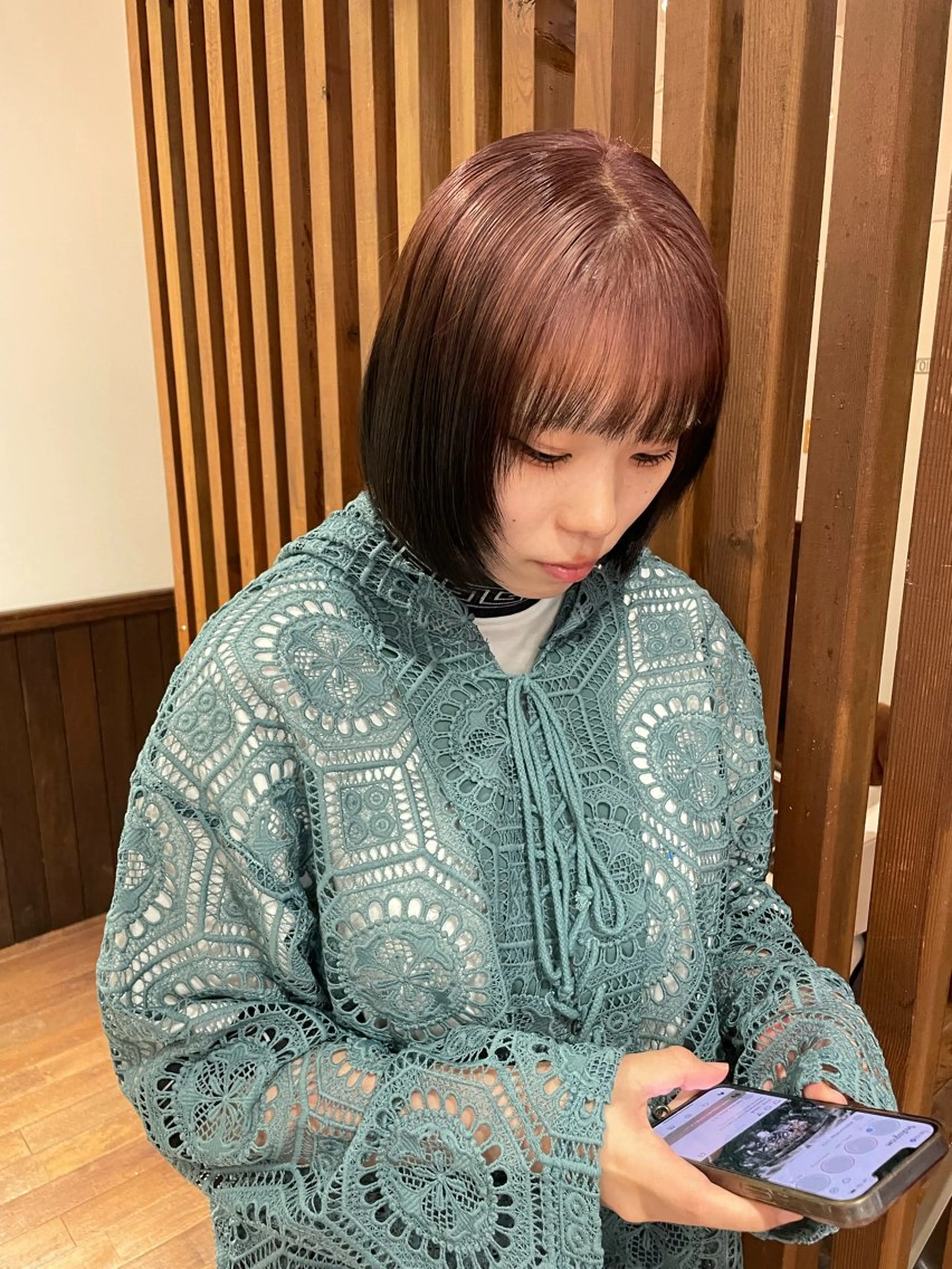 ミディアム ヘアカラー 杉山 亜未のヘアスタイル