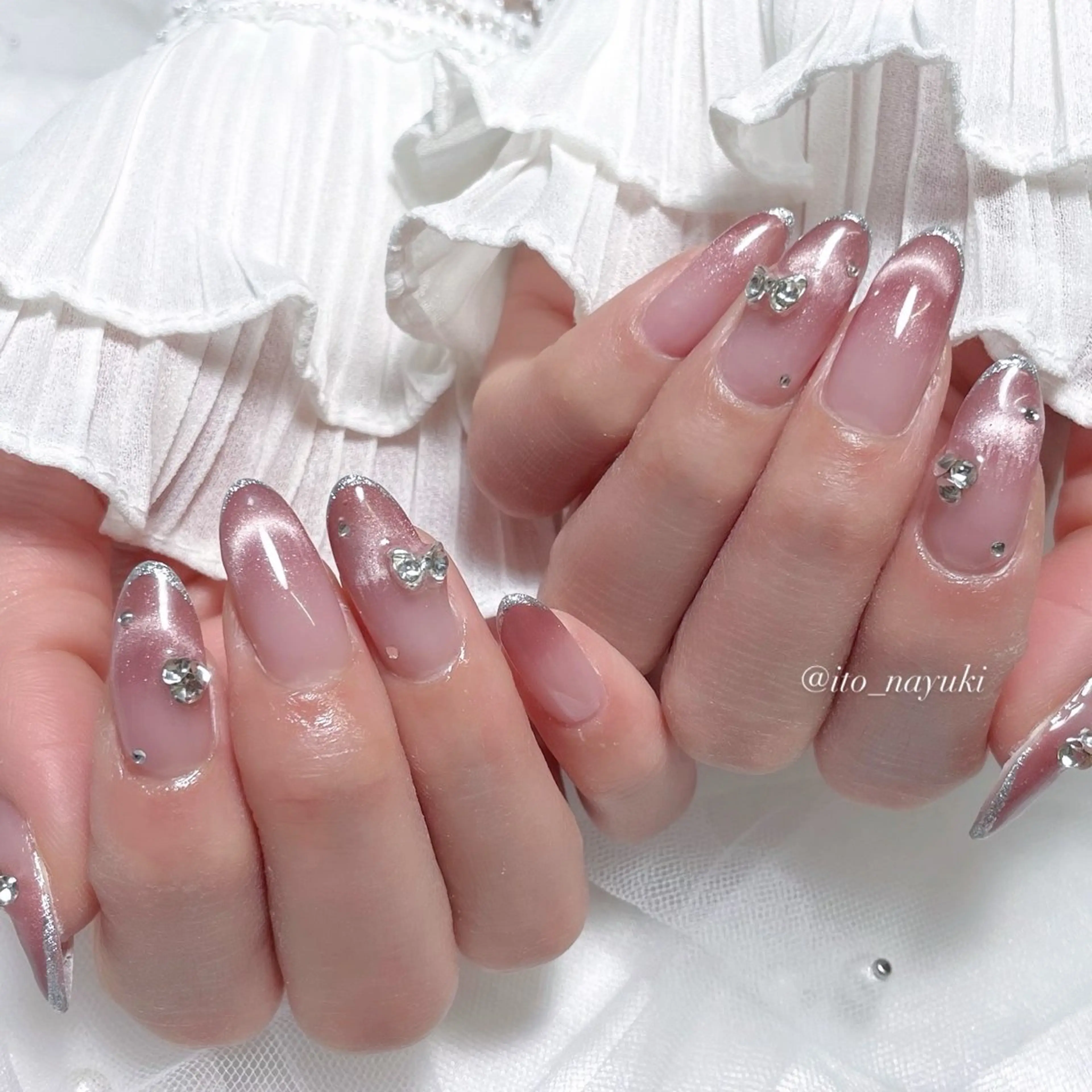 ネイル ハンドネイル 🎀藤沢ガーリーネイ ル/長さ出し🎀のネイルデザイン