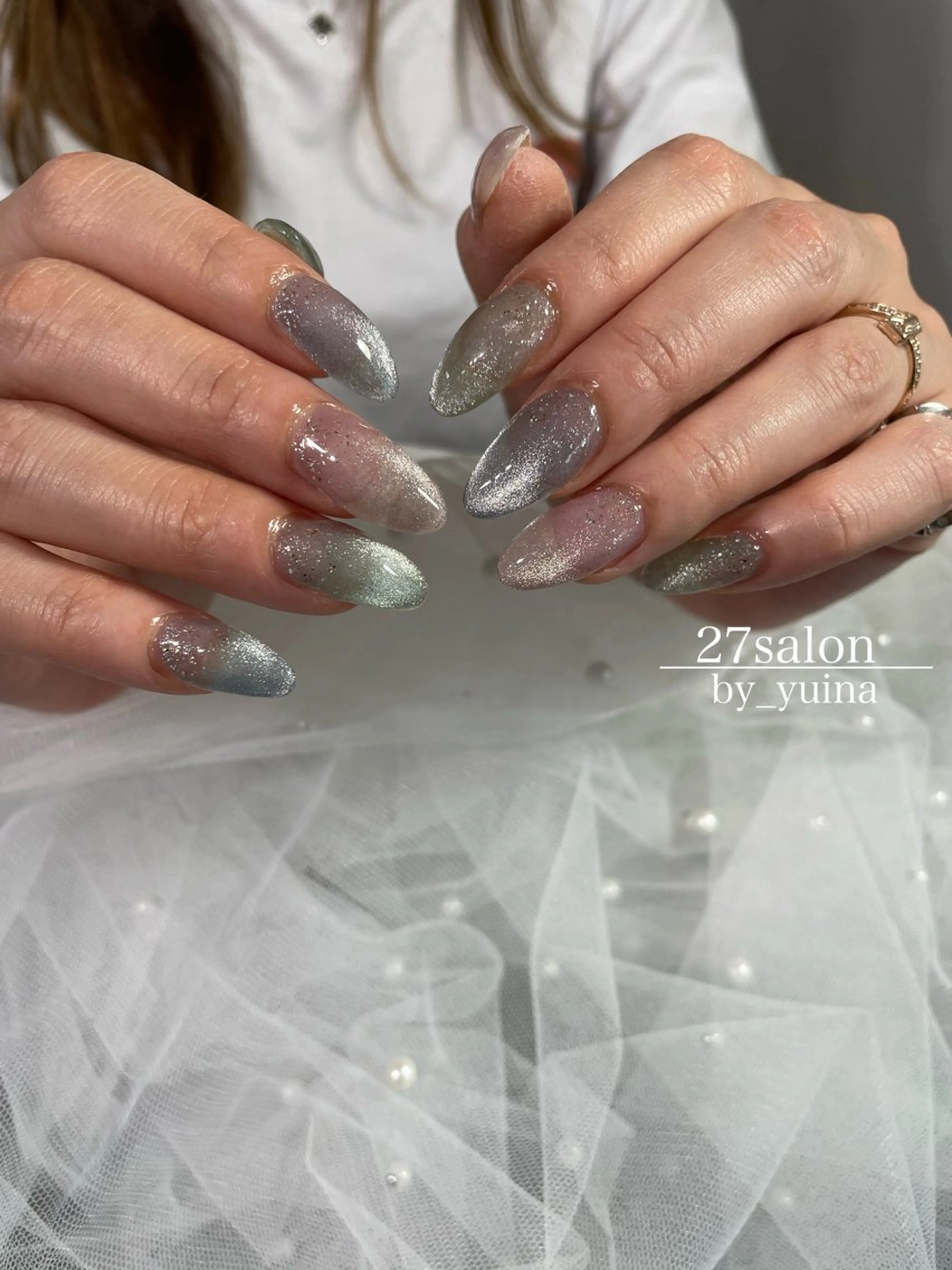 ネイル ラメ(グリッター) マグネットネイル ハンドネイル 27salon yuinaのネイルデザイン